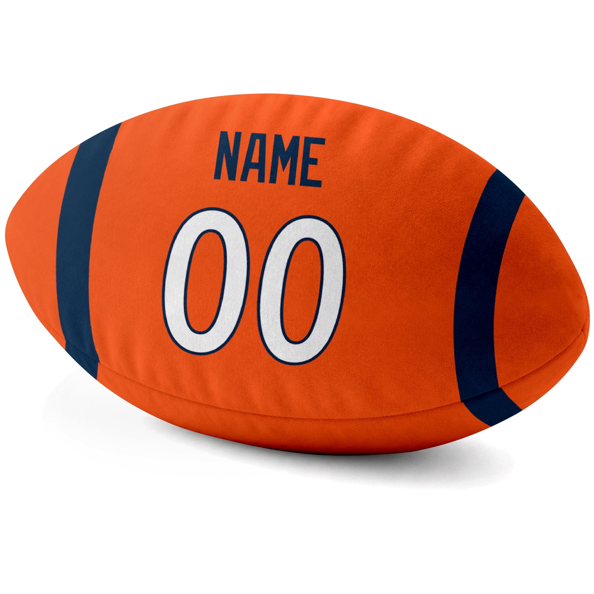 Denver Orange personalized football pillow custom name and jersey number side view