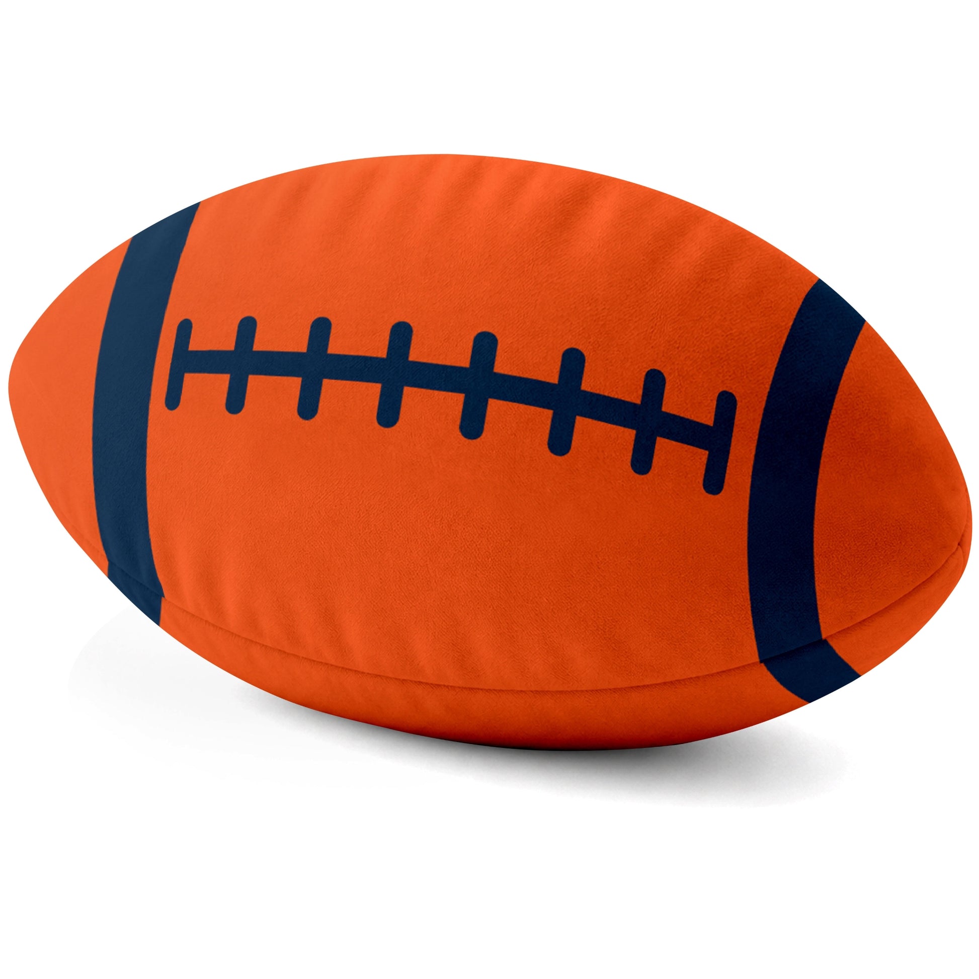 Denver Orange football shaped pillow lace detail side view