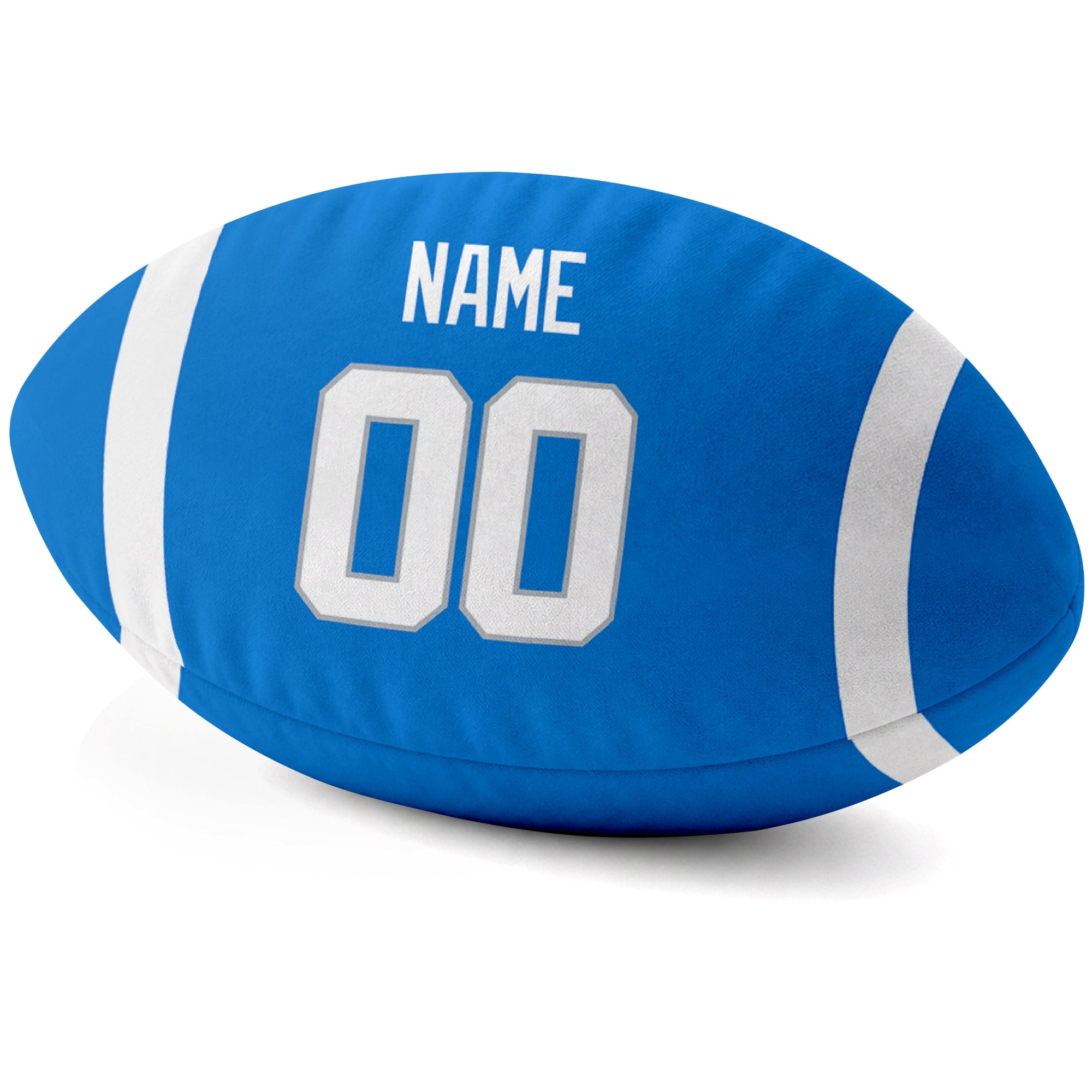 Detroit Blue personalized football pillow custom name and jersey number side view