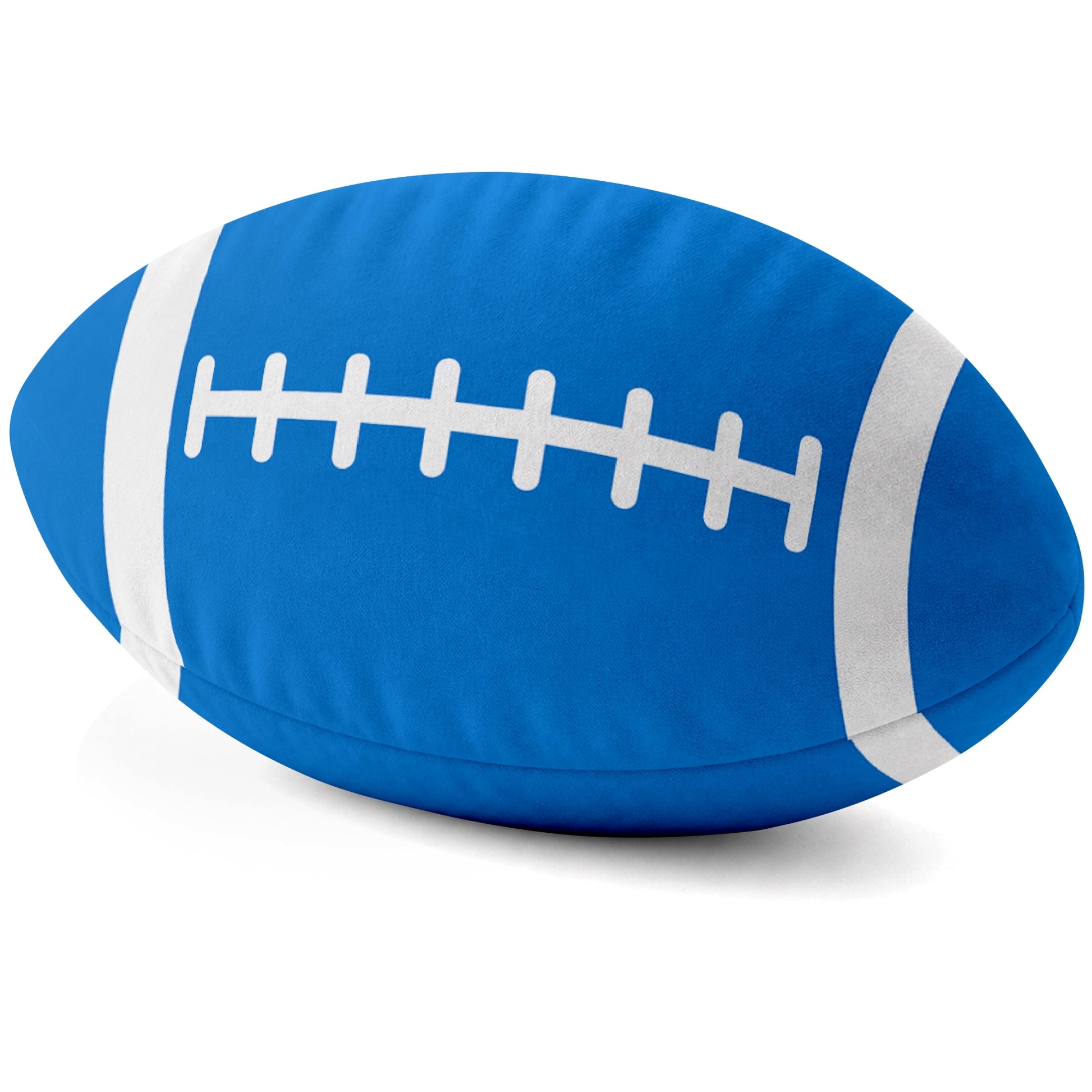 Detroit Blue football shaped pillow lace detail side view