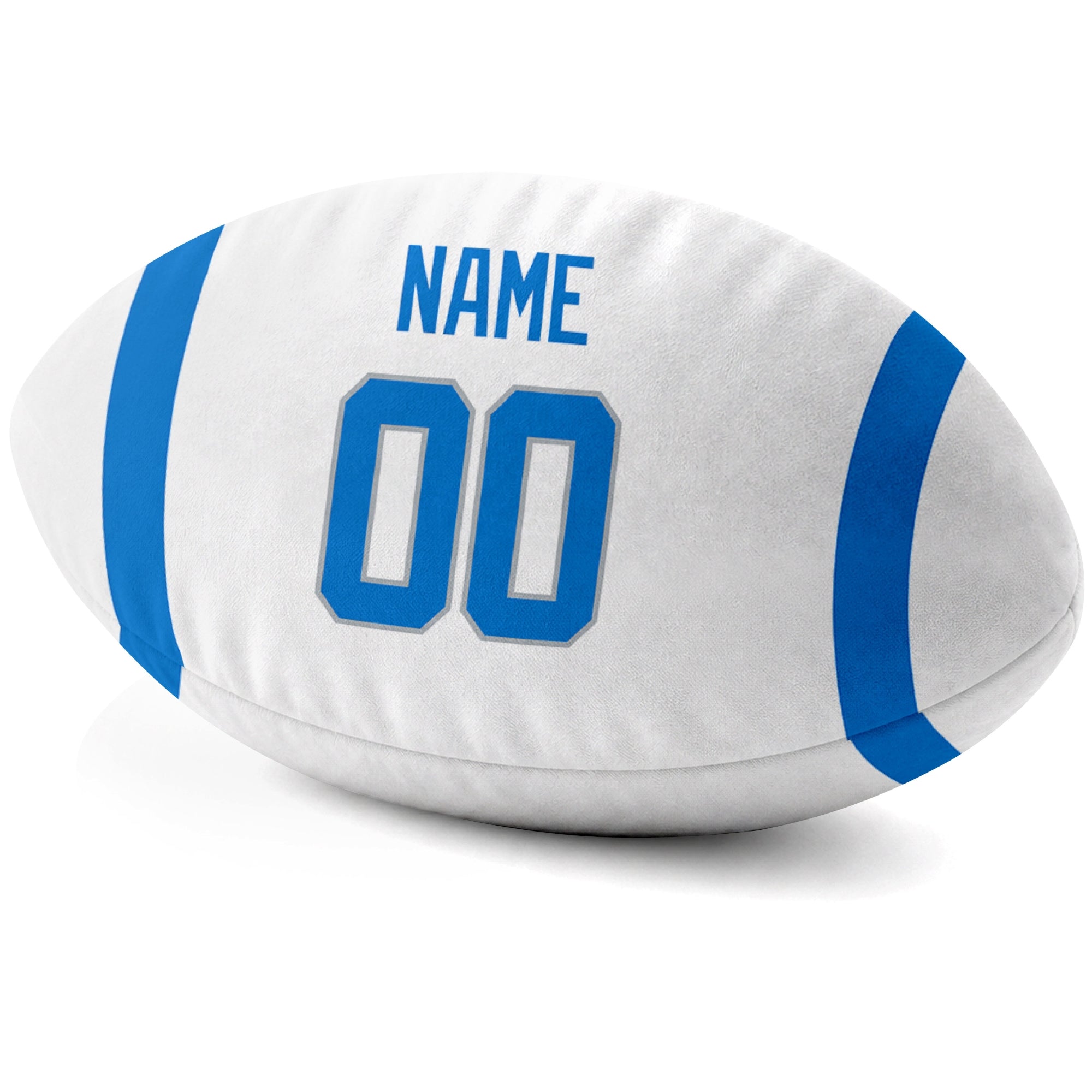 Detroit White personalized football pillow custom name and jersey number side view