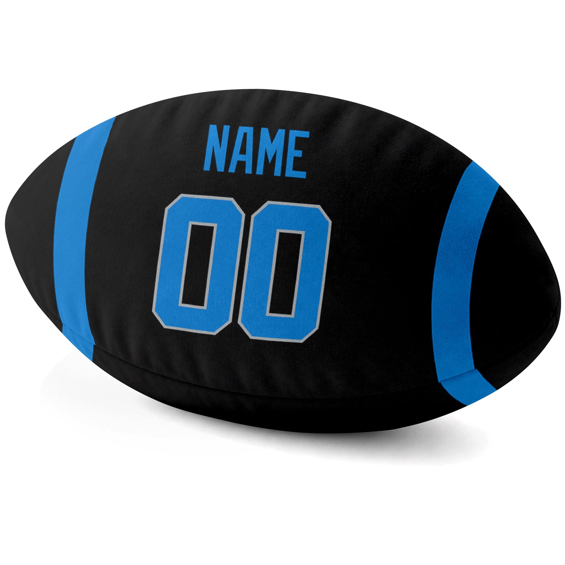 Detroit Black personalized football pillow custom name and jersey number side view