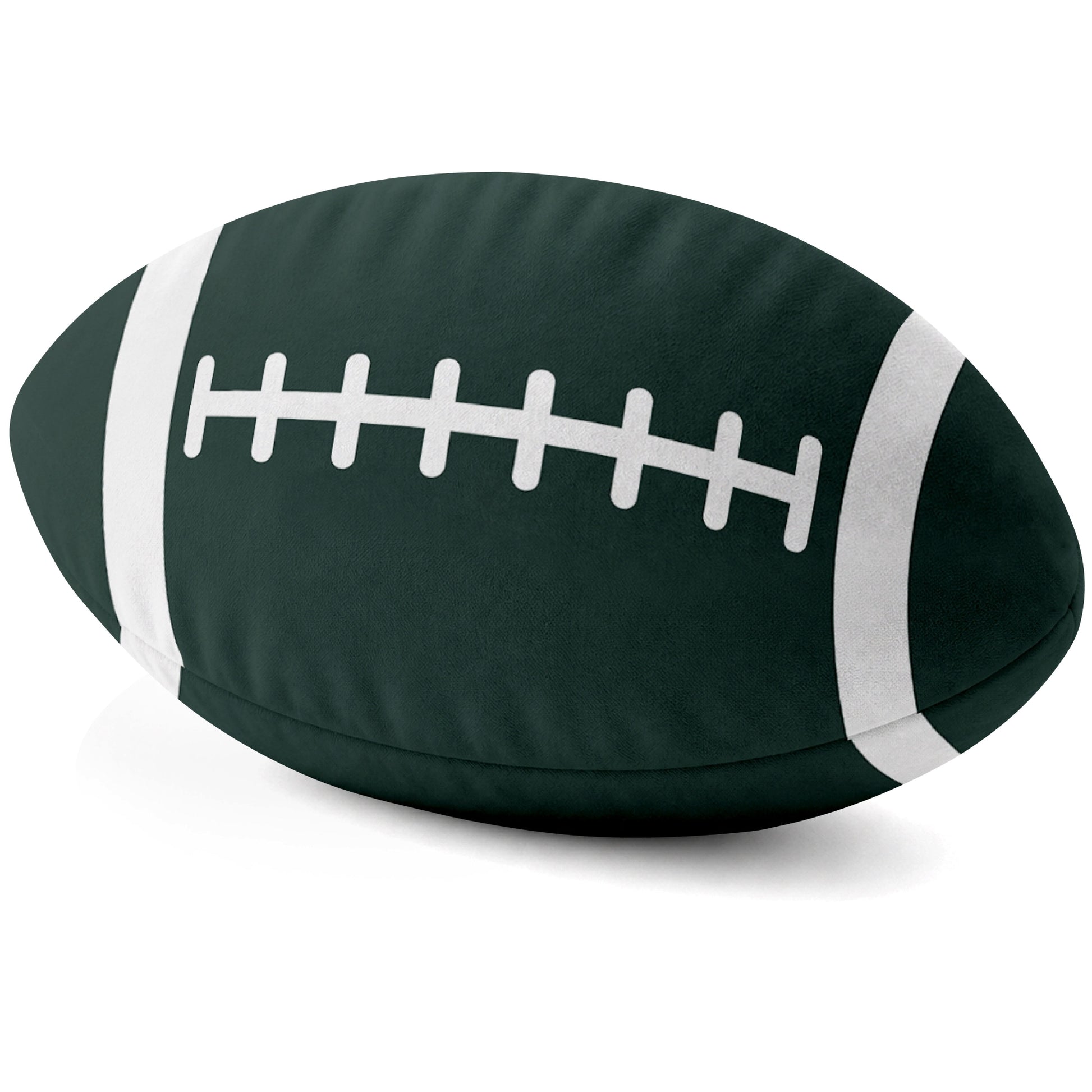 Green Bay Green football shaped pillow lace detail side view