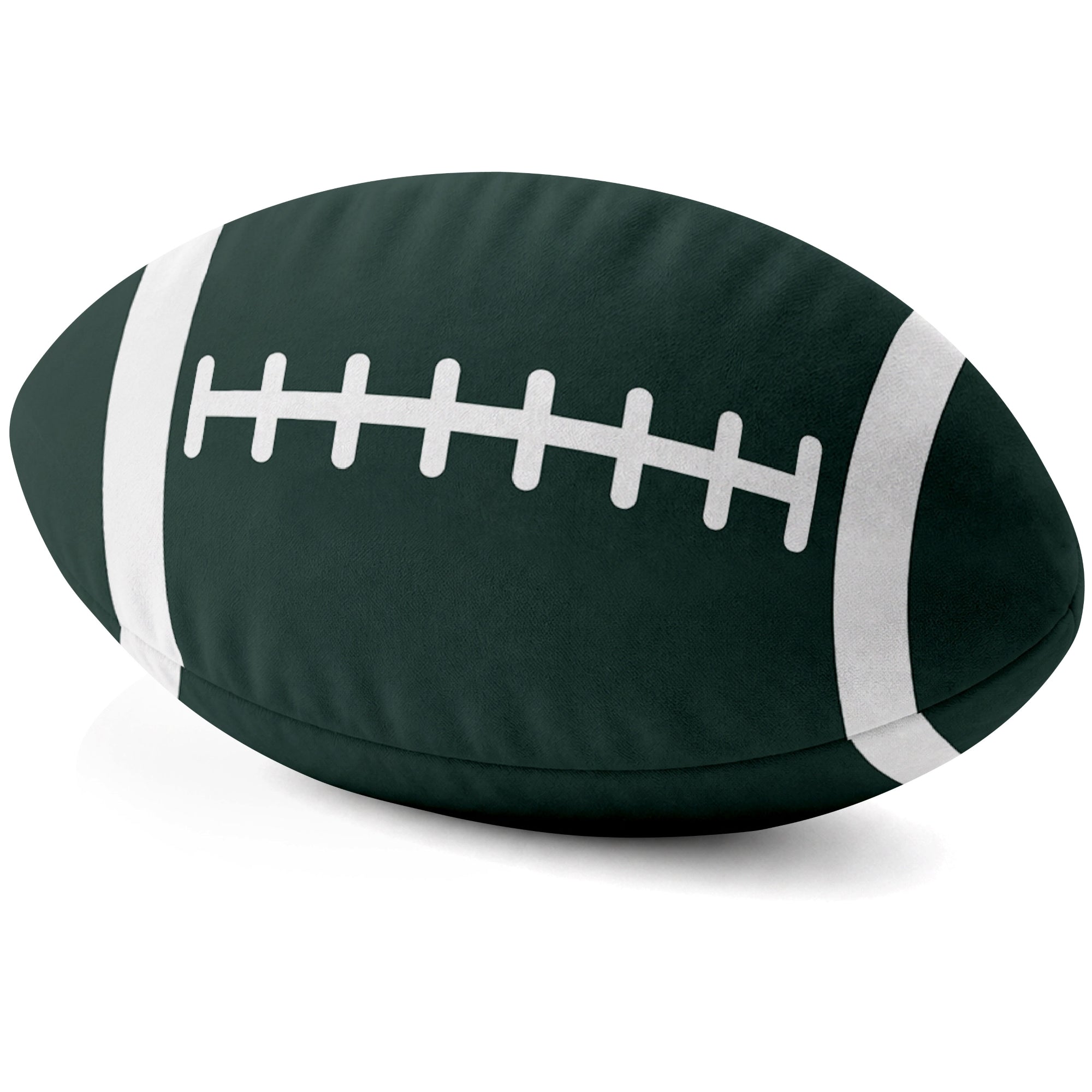 Green Bay Green football shaped pillow lace detail side view
