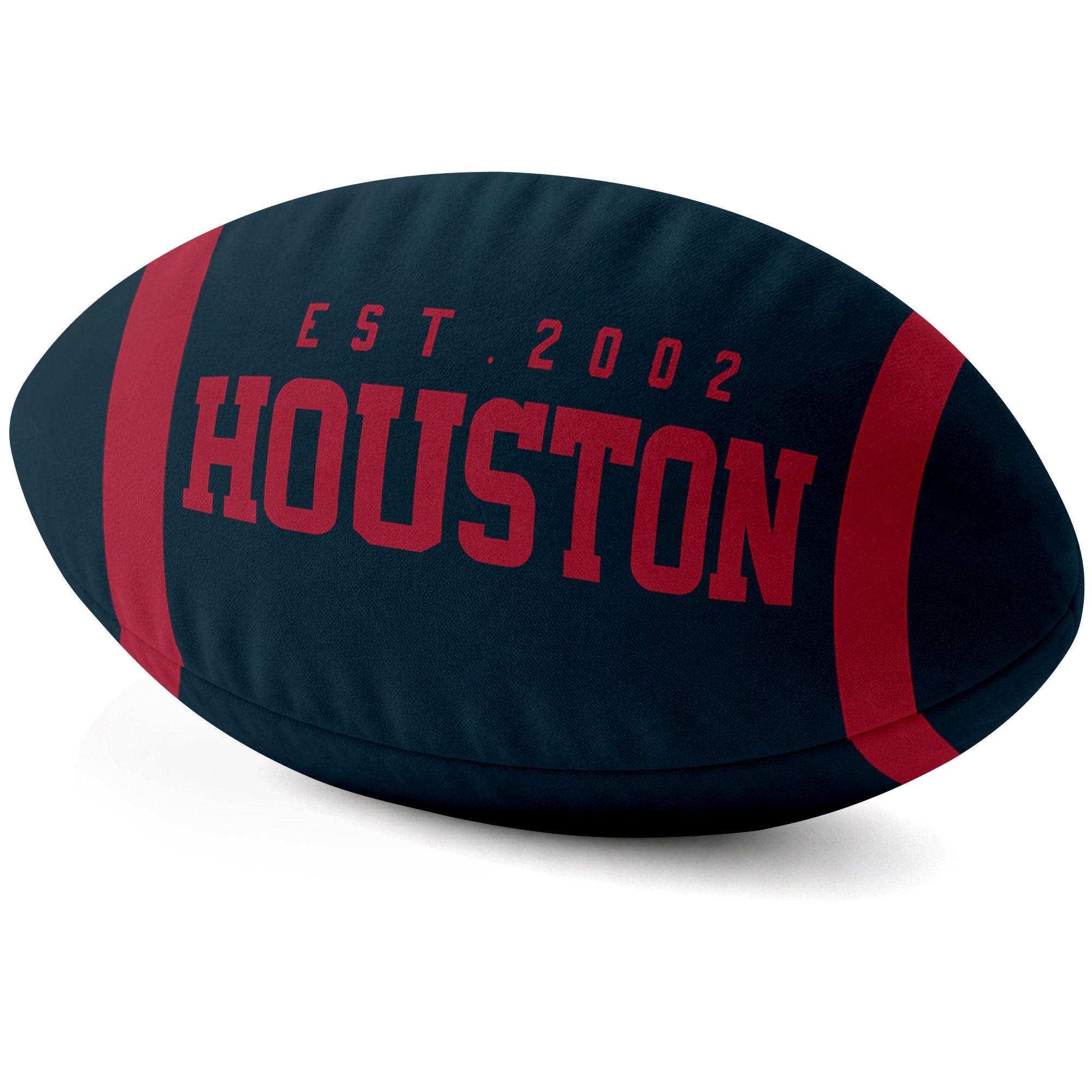Houston Navy football shaped pillow city lettering side view