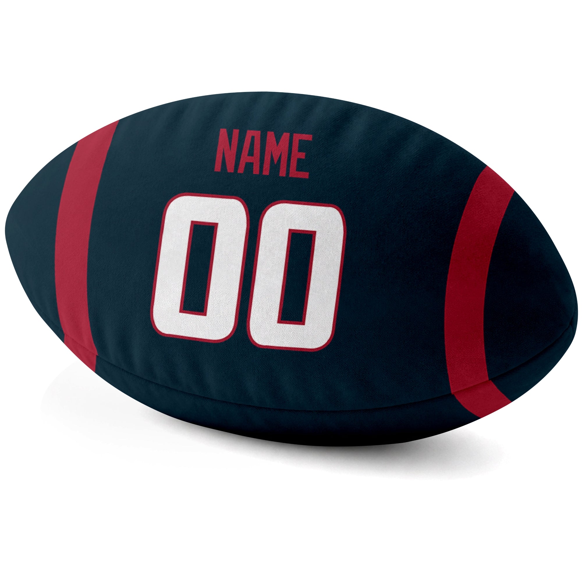 Houston Navy personalized football pillow custom name and jersey number side view