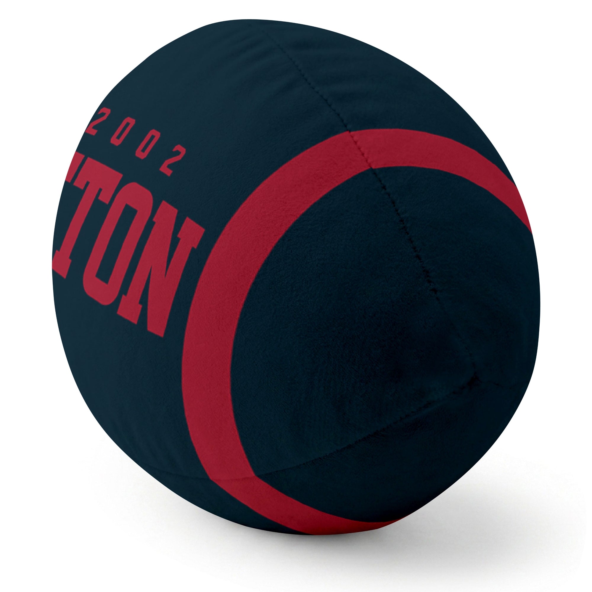 Houston Navy football pillow rounded end and seam angle view