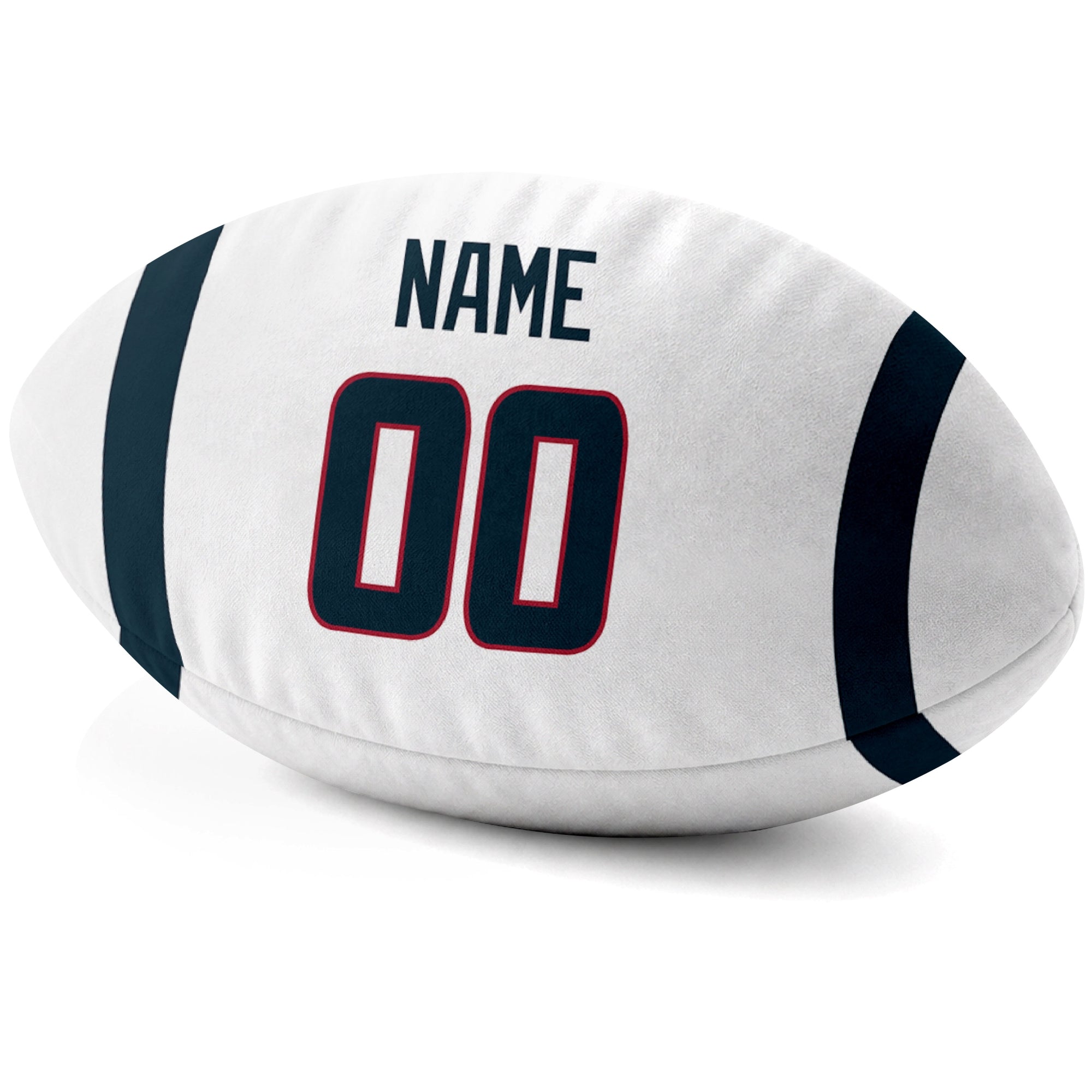 Houston White personalized football pillow custom name and jersey number side view