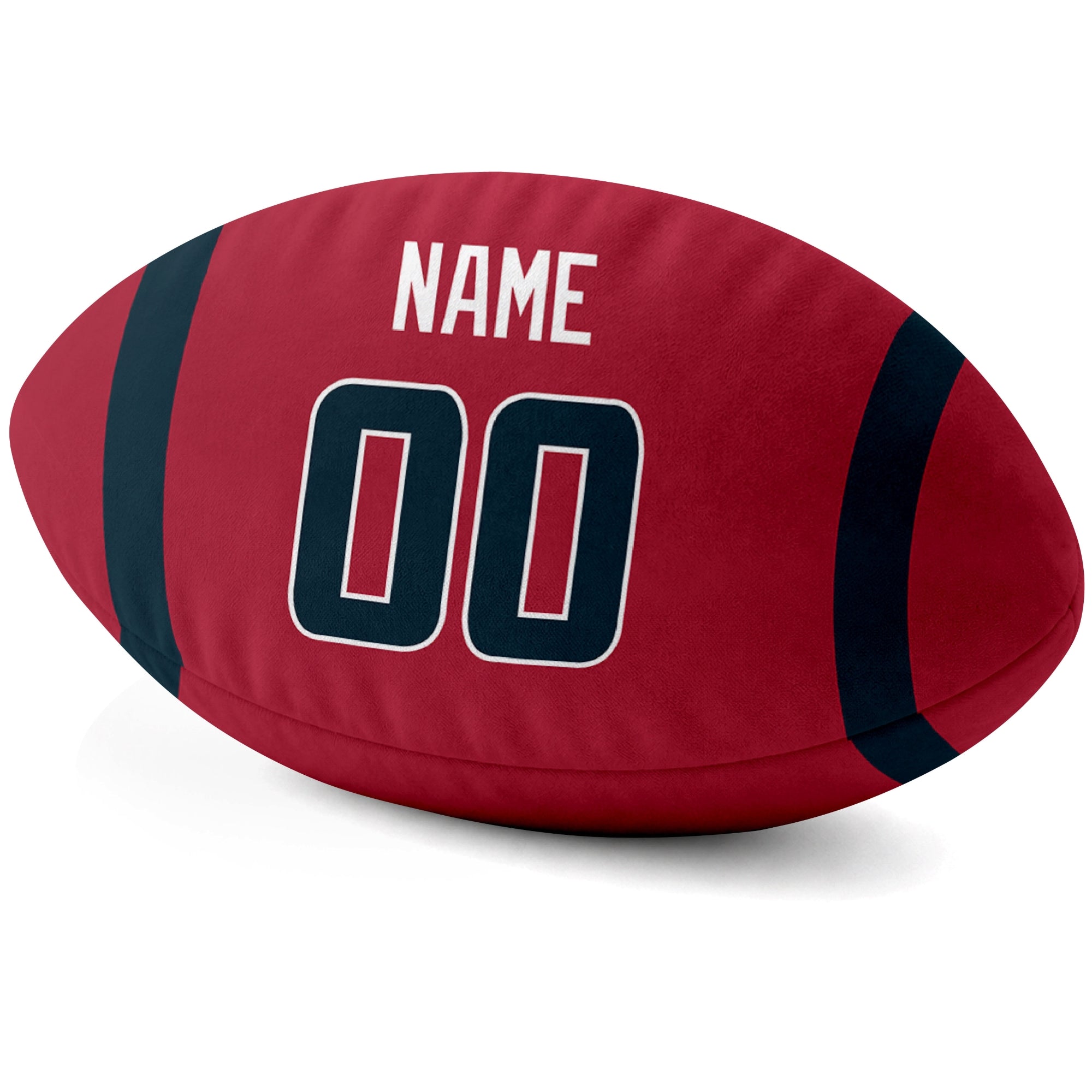 Houston Red personalized football pillow custom name and jersey number side view
