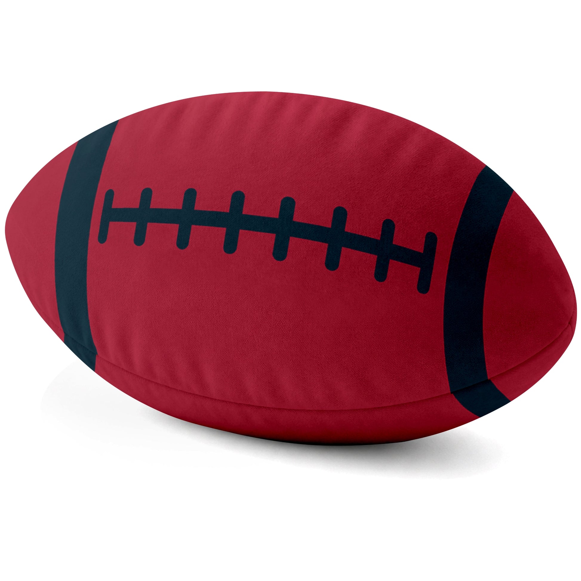 Houston Red football shaped pillow lace detail side view