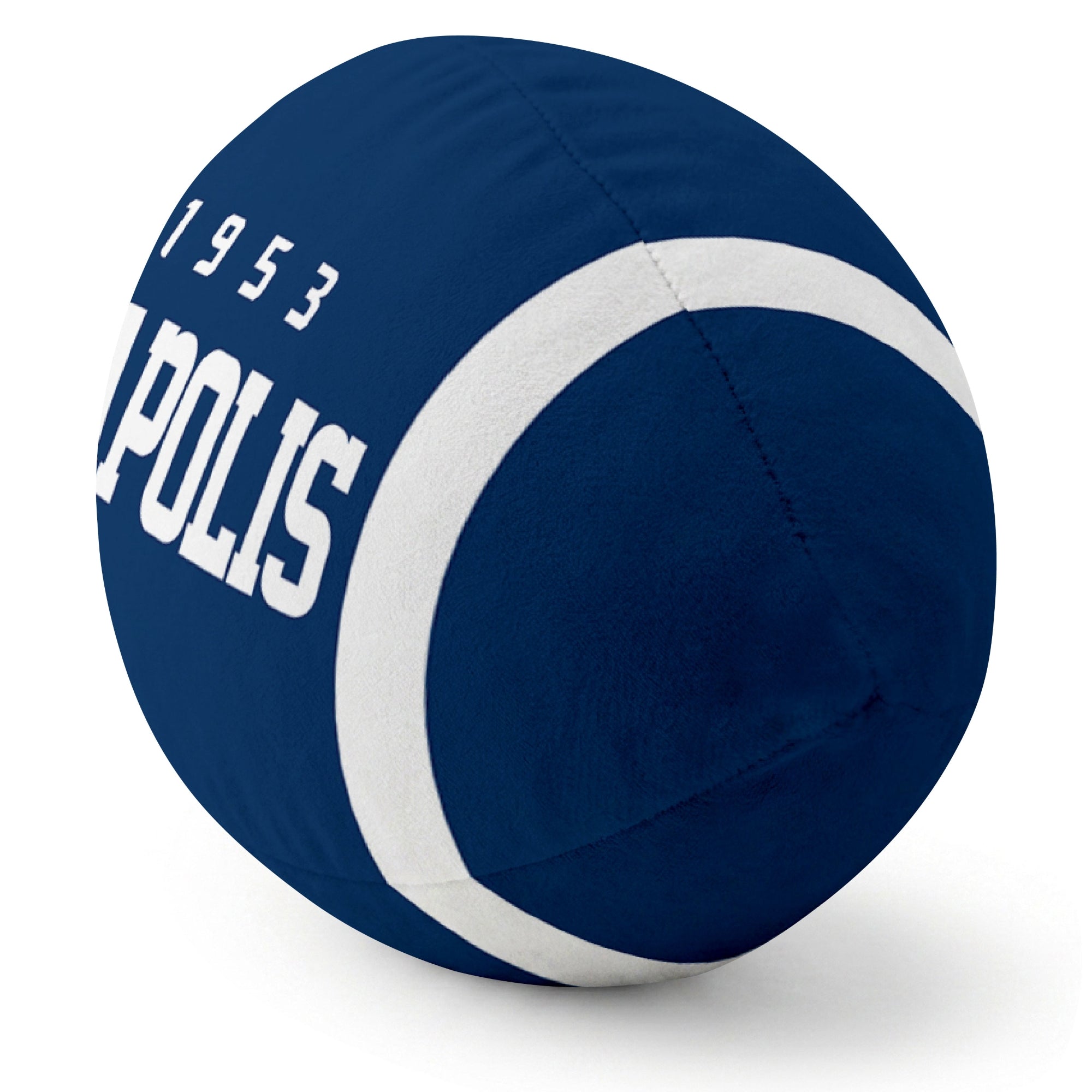 Indianapolis Royal football pillow rounded end and seam angle view