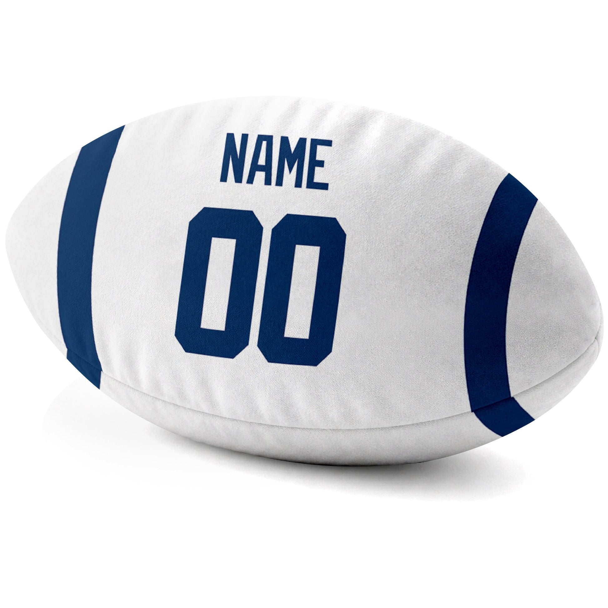 Indianapolis White personalized football pillow custom name and jersey number side view