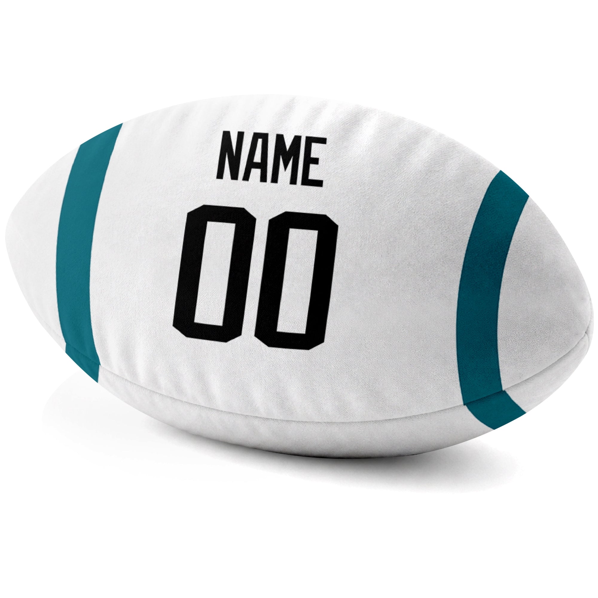 Jacksonville White personalized football pillow custom name and jersey number side view