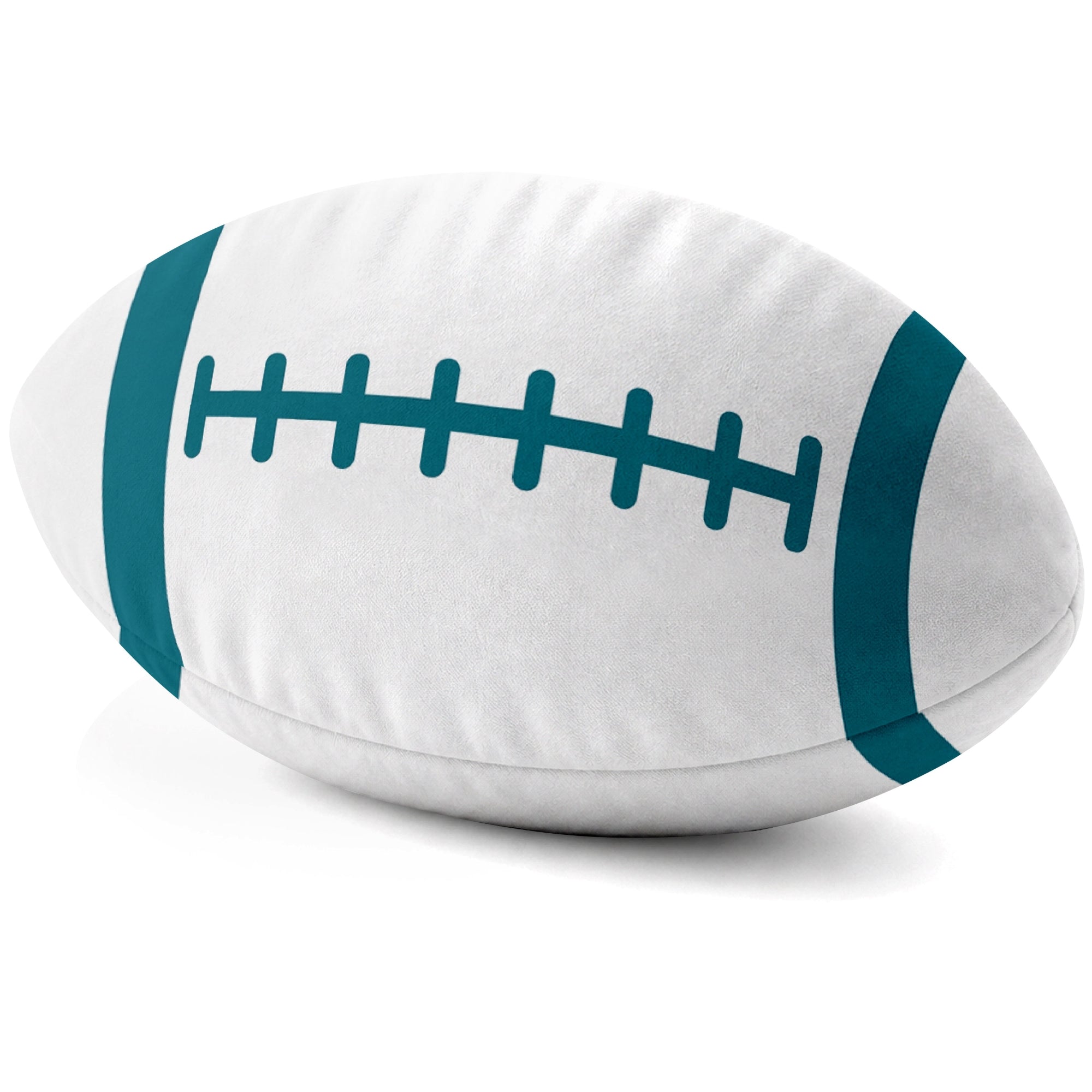 Jacksonville White football shaped pillow lace detail side view