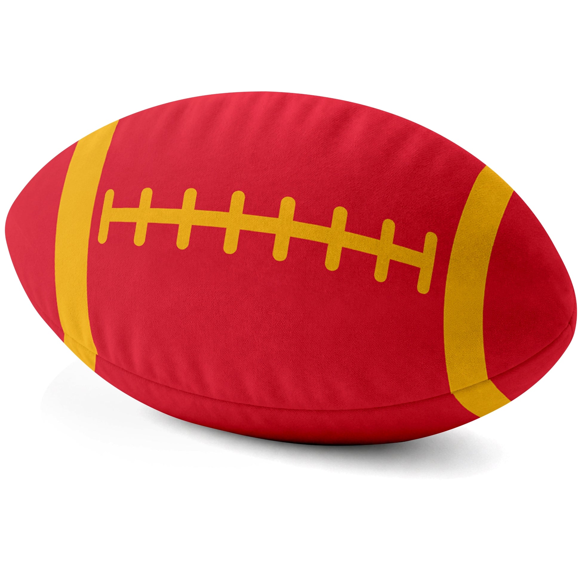 Kansas City Red football shaped pillow lace detail side view