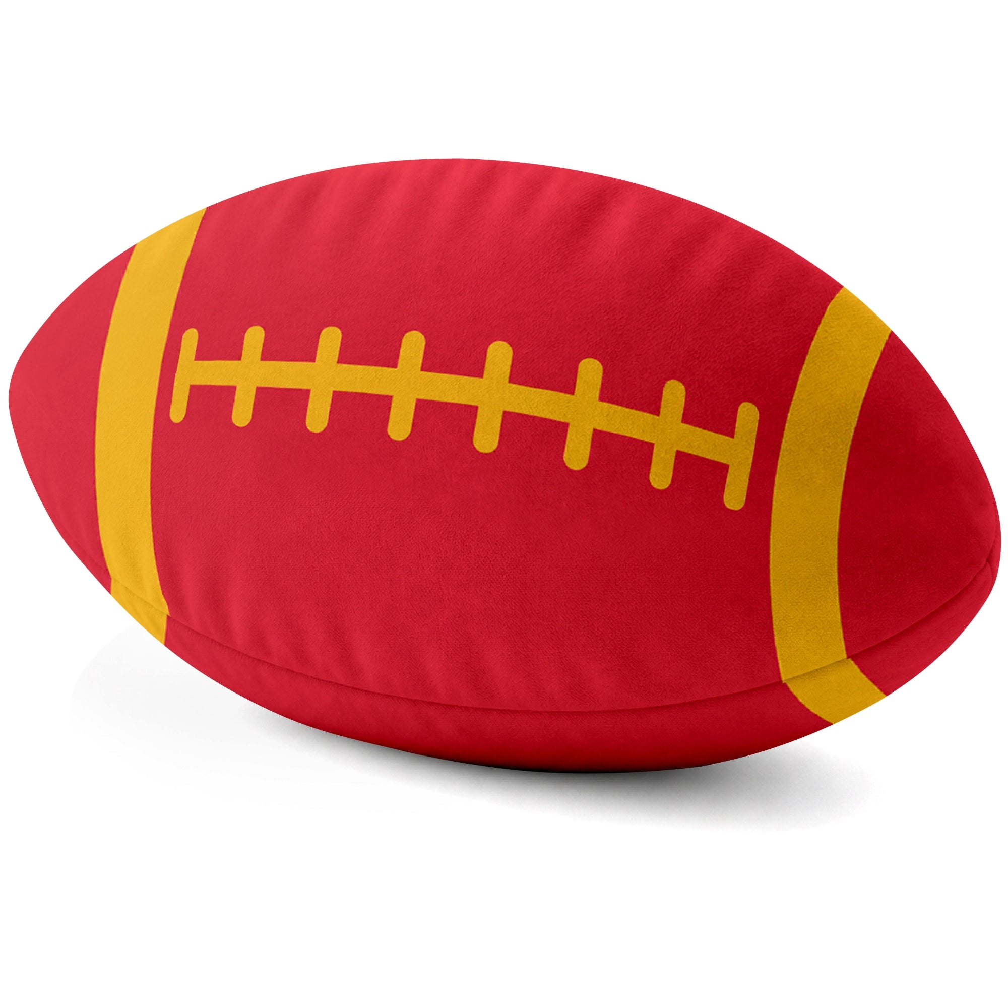 Kansas City Red football shaped pillow lace detail side view