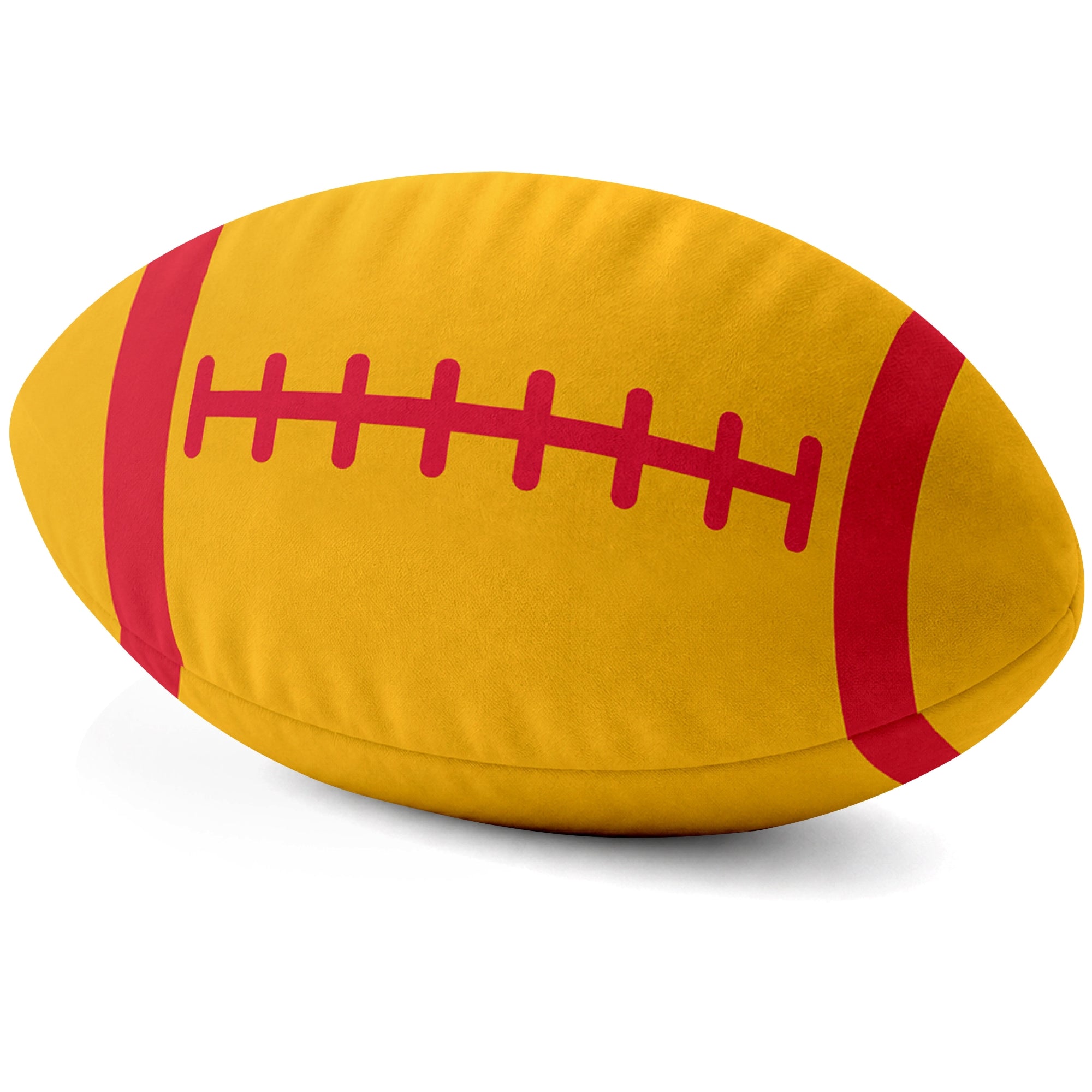 Kansas City Gold football shaped pillow lace detail side view