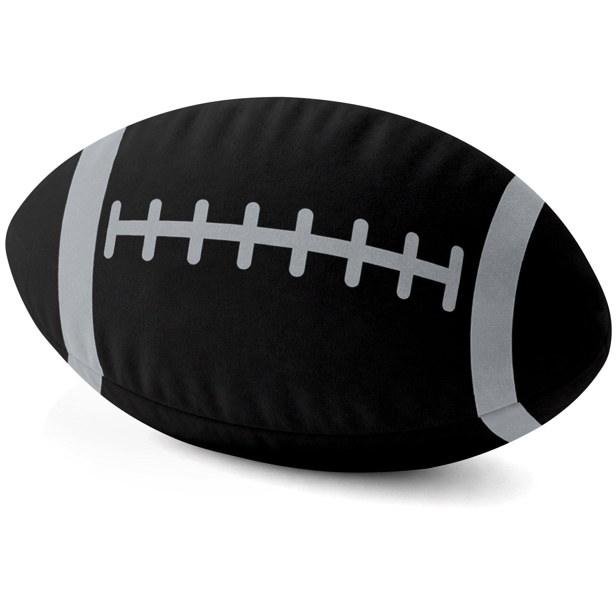 Las Vegas Black football shaped pillow lace detail side view