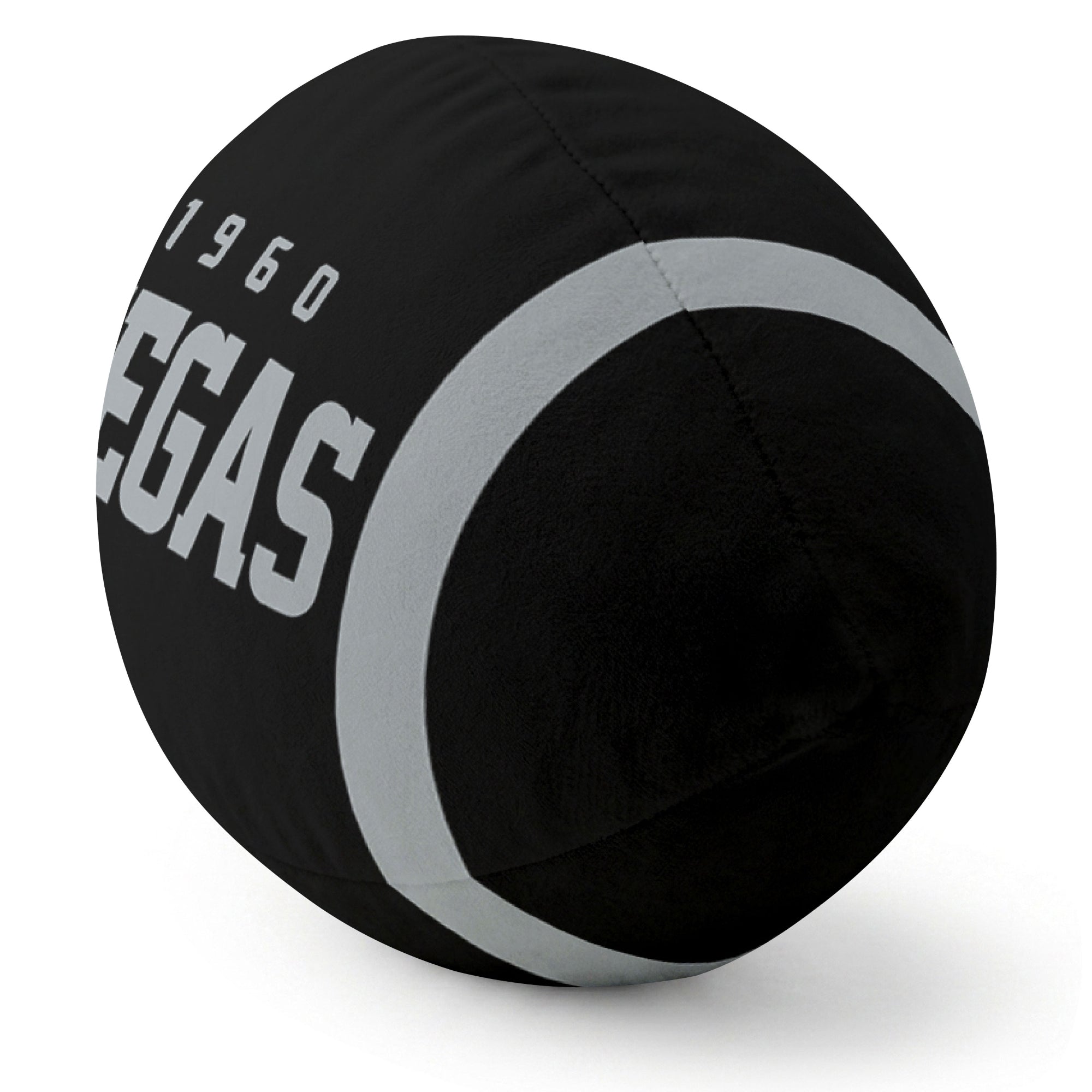 Las Vegas Black football pillow rounded end and seam angle view