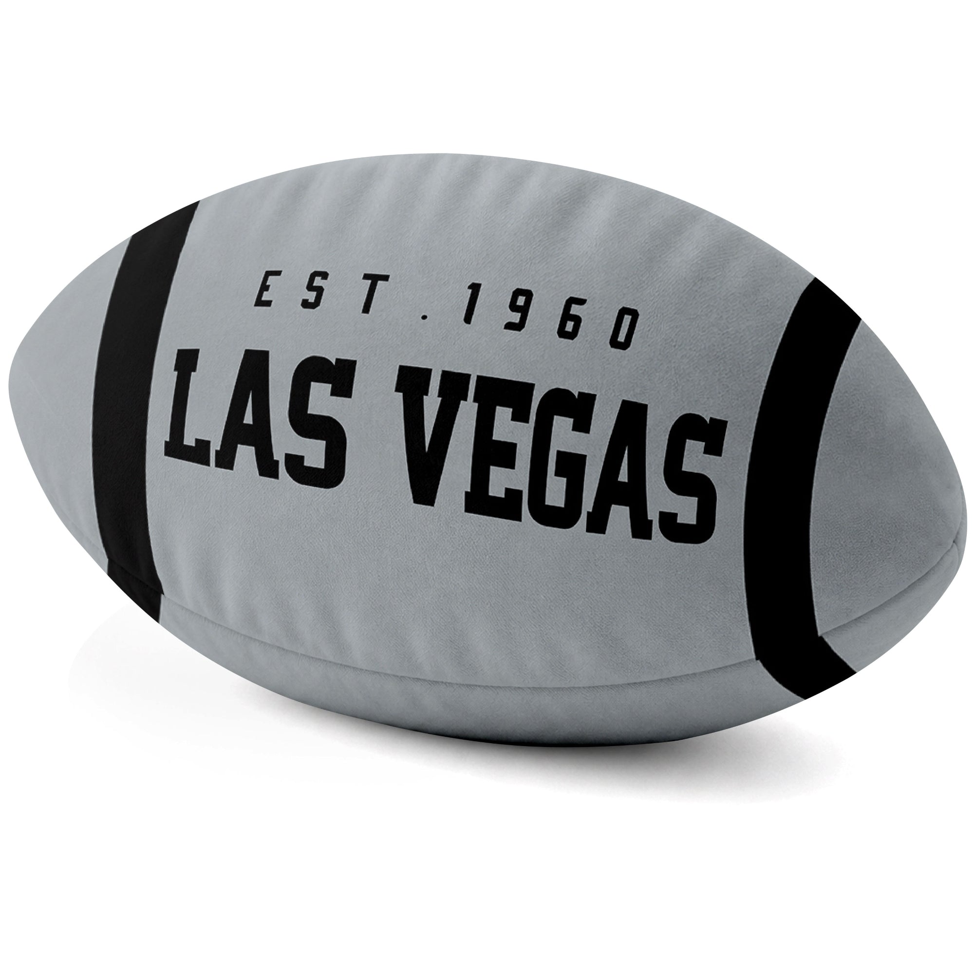 Las Vegas Gray football shaped pillow city lettering side view