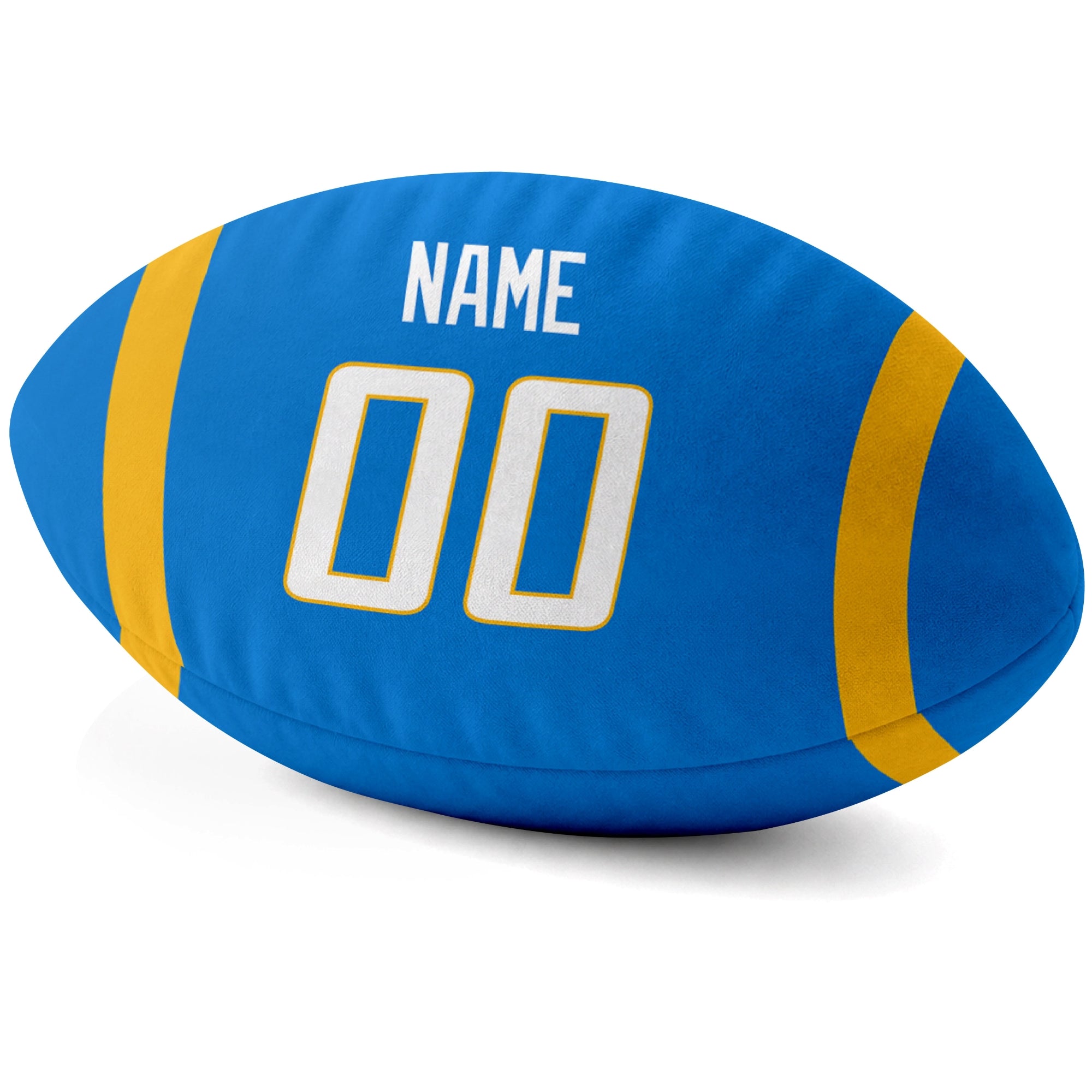 Los Angeles Blue Blue personalized football pillow custom name and jersey number side view