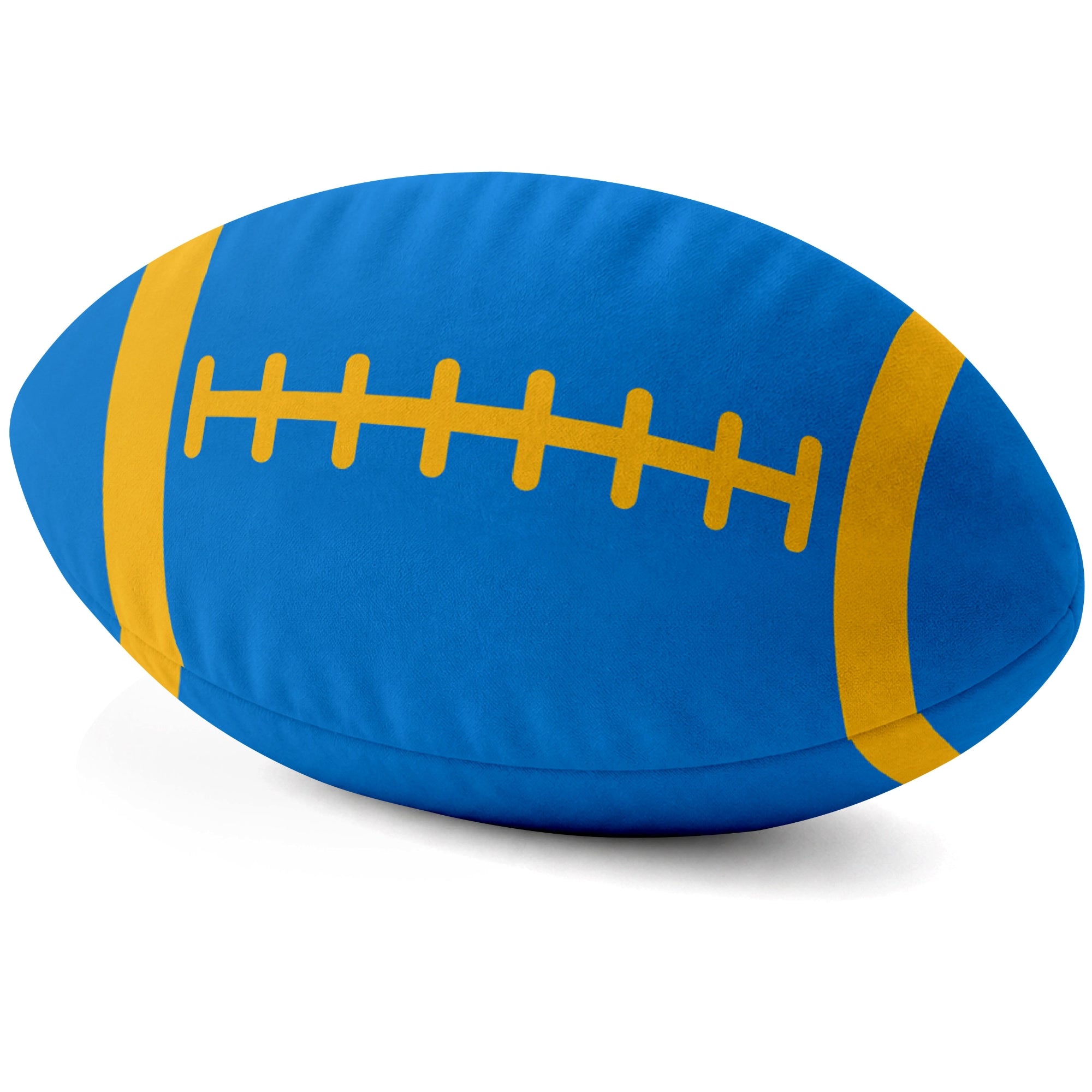 Los Angeles Blue Blue football shaped pillow lace detail side view