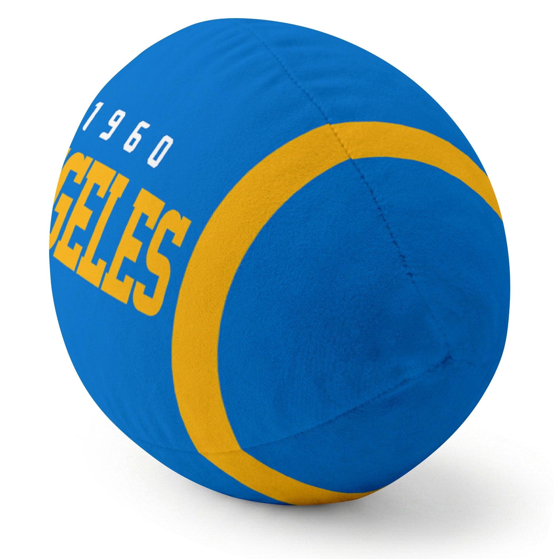 Los Angeles Blue Blue football pillow rounded end and seam angle view