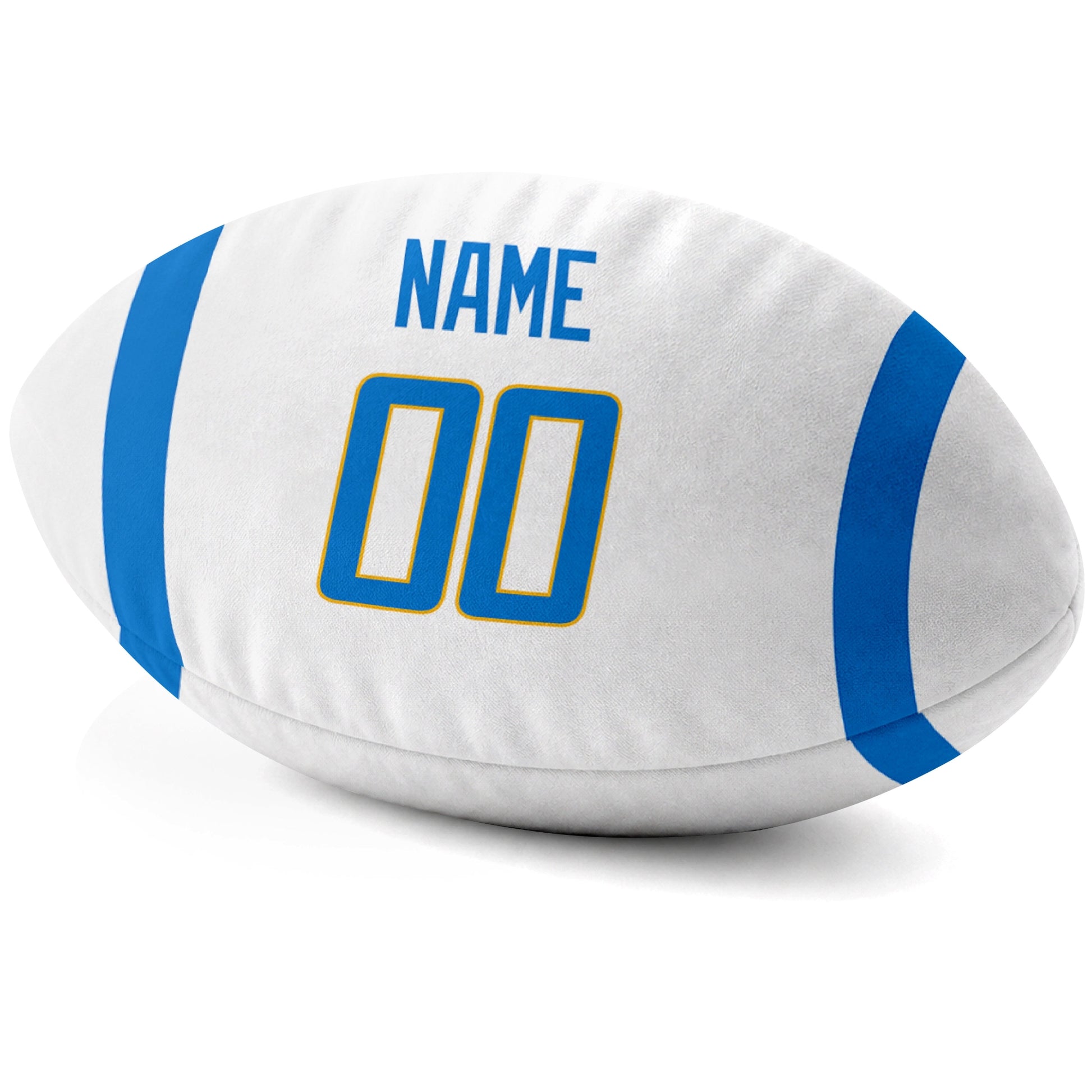 Los Angeles Blue White personalized football pillow custom name and jersey number side view