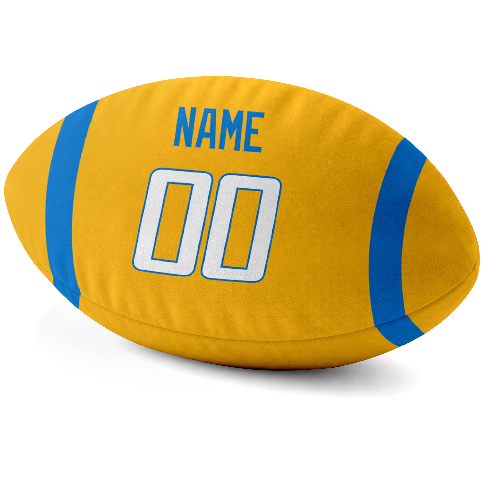 Los Angeles Blue Gold personalized football pillow custom name and jersey number side view