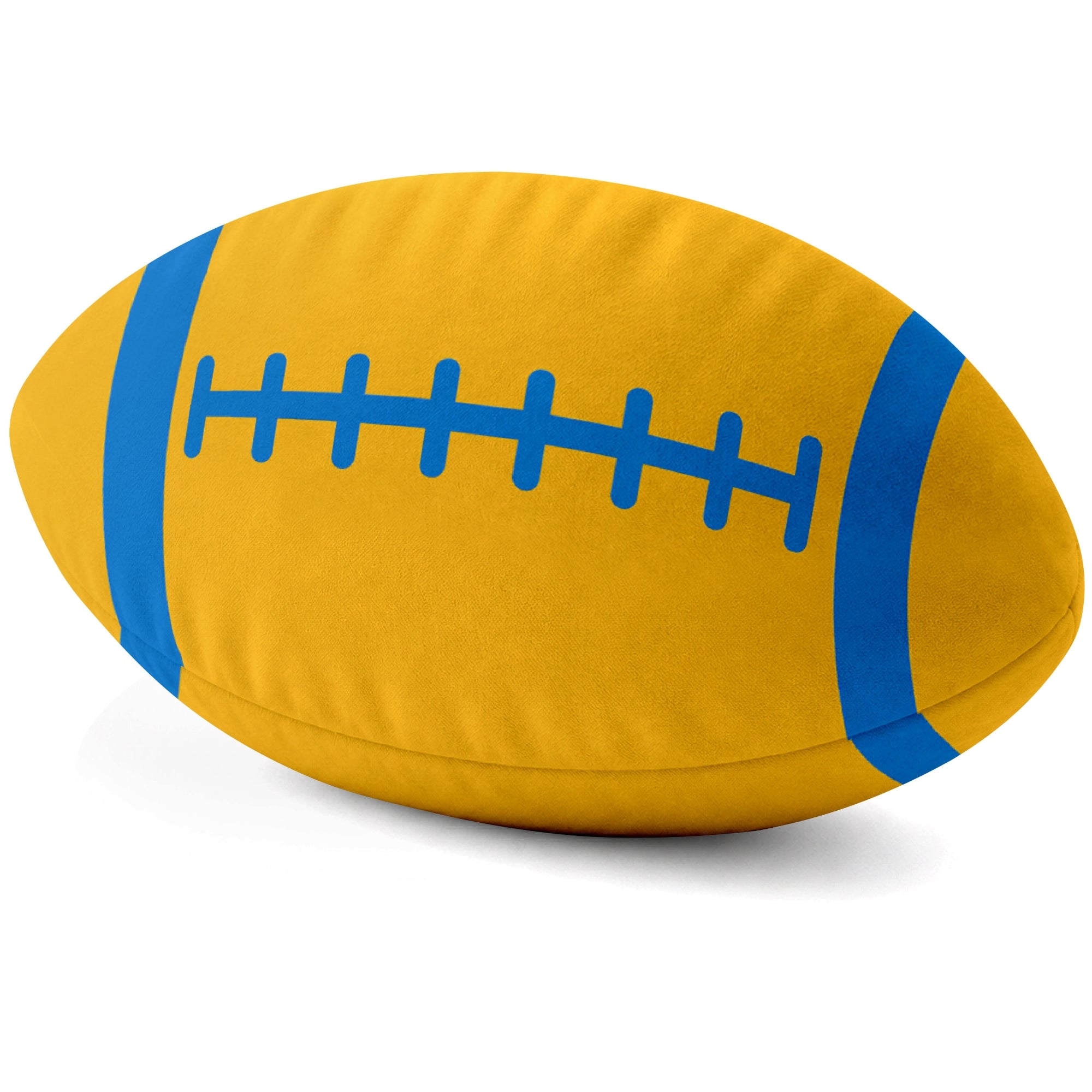 Los Angeles Blue Gold football shaped pillow lace detail side view