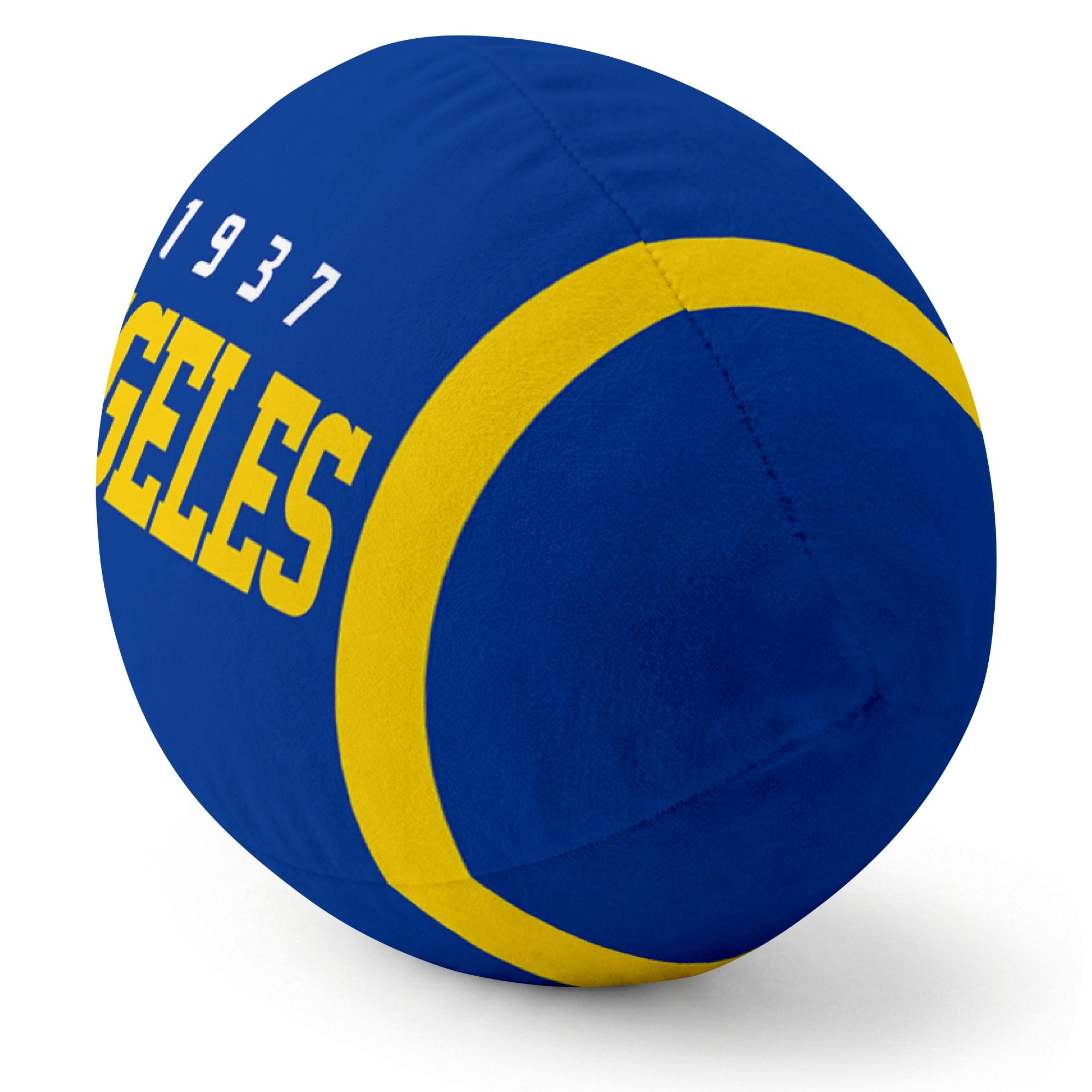 Los Angeles Royal Royal football pillow rounded end and seam angle view