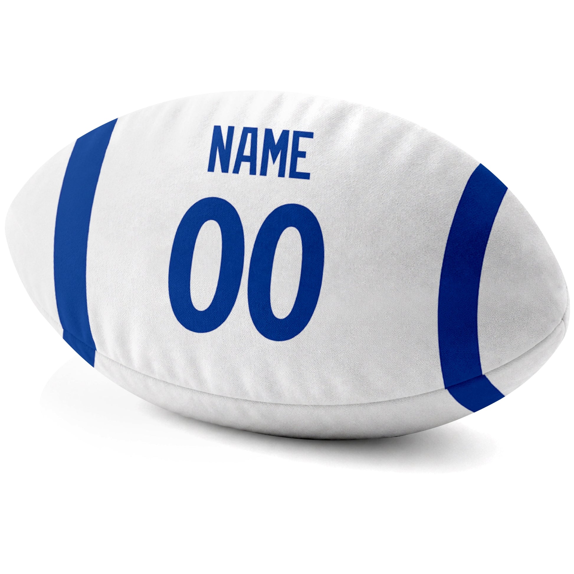 Los Angeles Royal White personalized football pillow custom name and jersey number side view