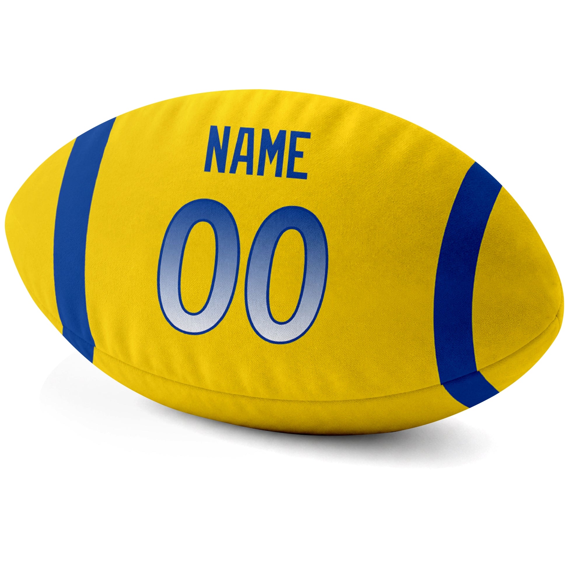 Los Angeles Royal Gold personalized football pillow custom name and jersey number side view