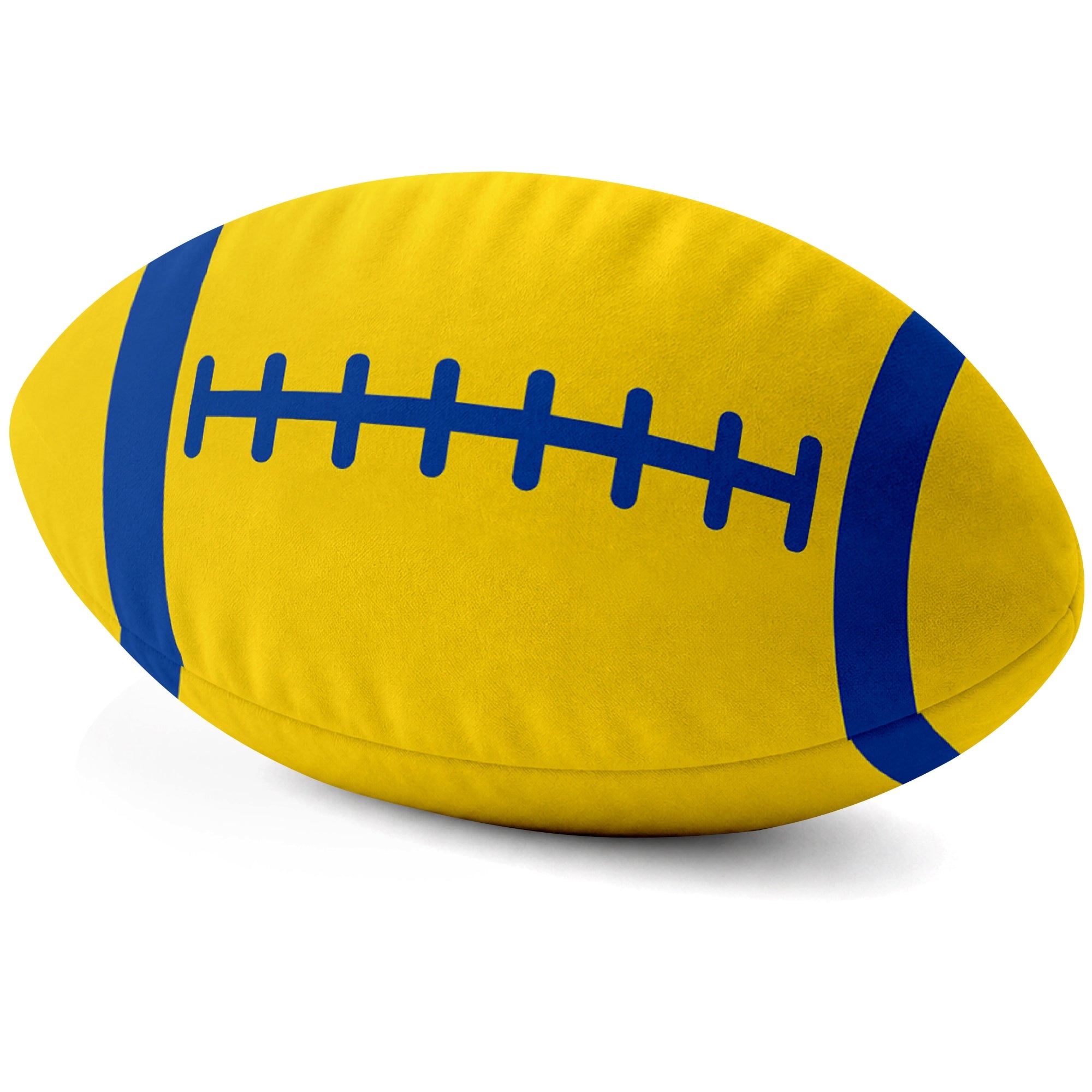 Los Angeles Royal Gold football shaped pillow lace detail side view