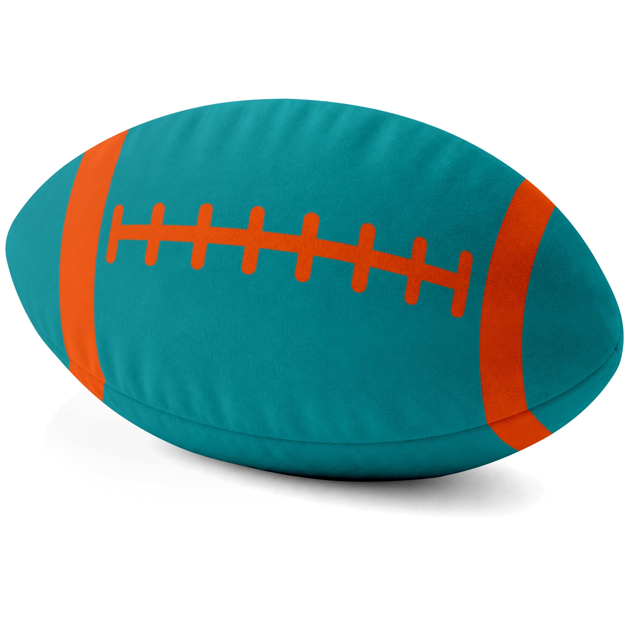Miami Aqua football shaped pillow lace detail side view