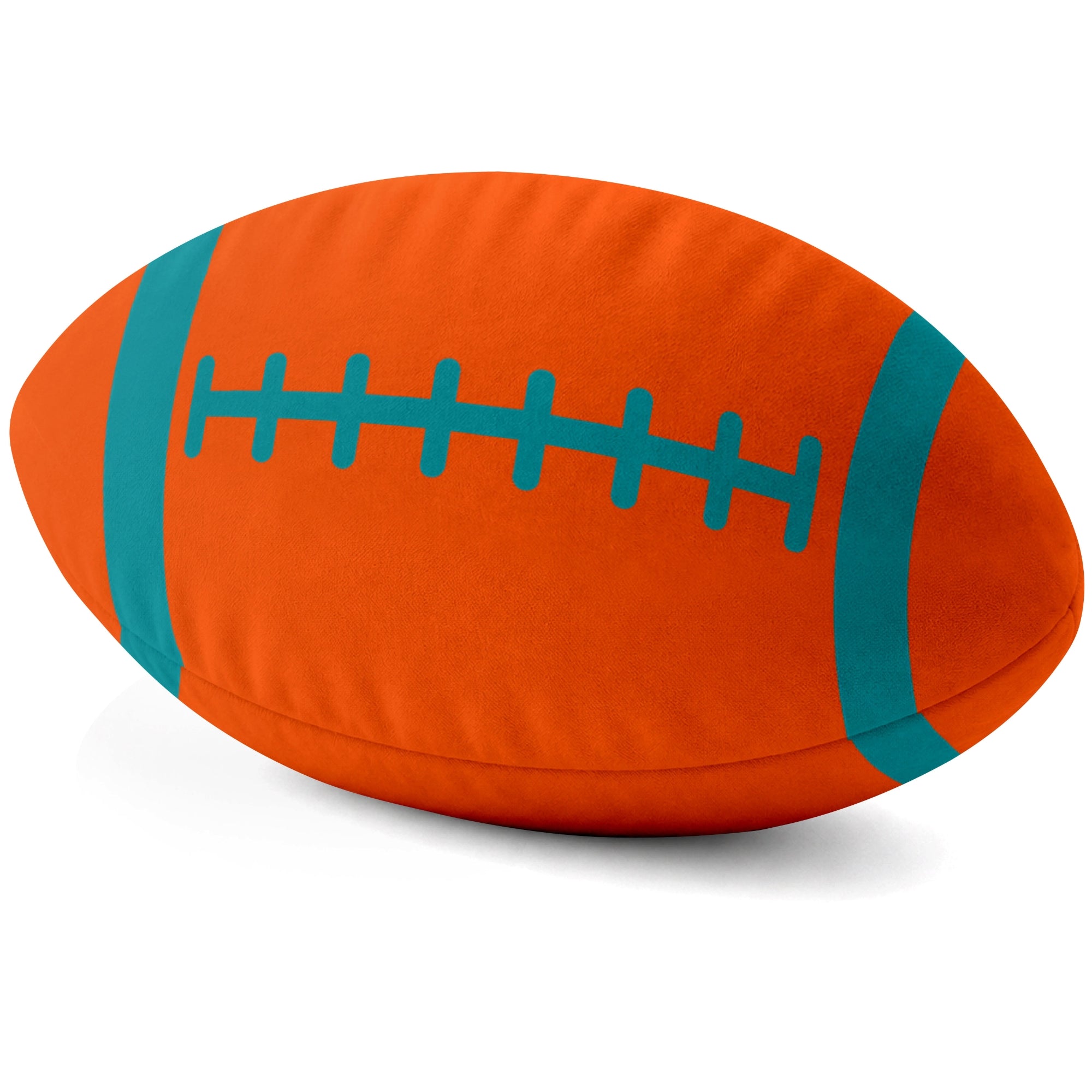 Miami Orange football shaped pillow lace detail side view