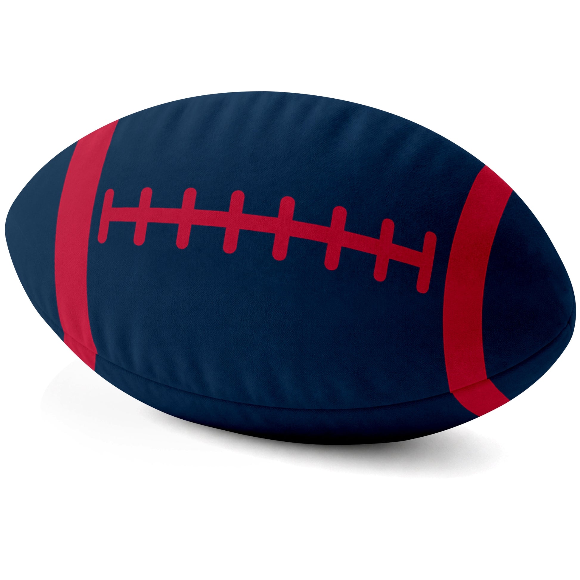 New England Navy football shaped pillow lace detail side view