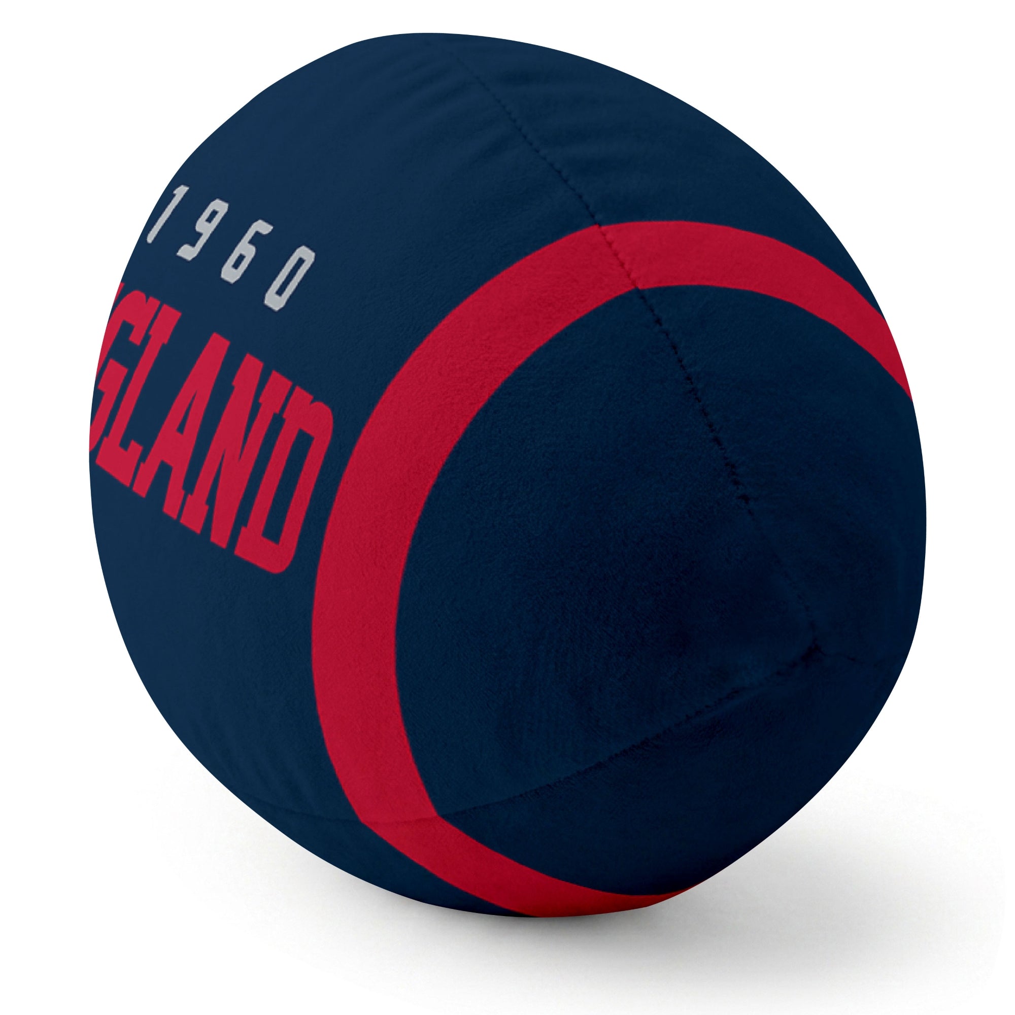 New England Navy football pillow rounded end and seam angle view