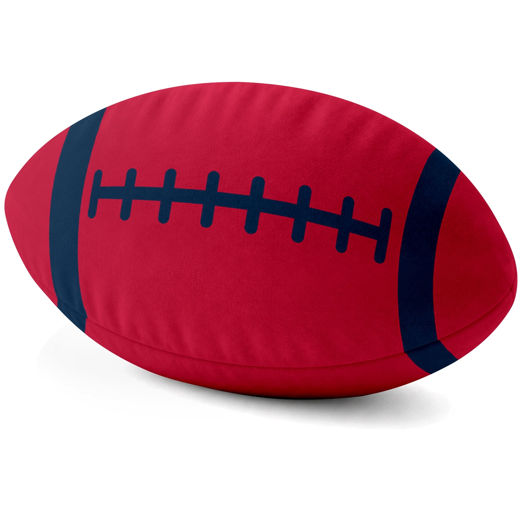 New England Red football shaped pillow lace detail side view