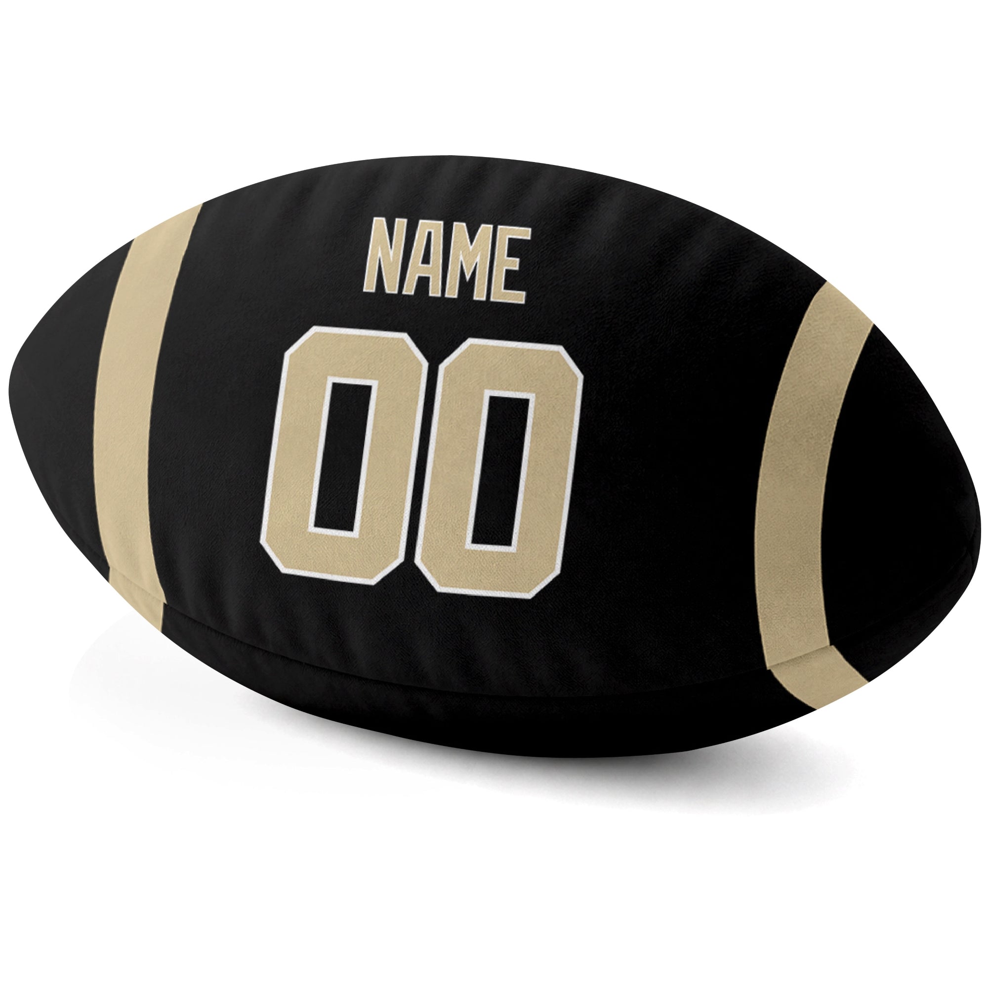 New Orleans Black personalized football pillow custom name and jersey number side view