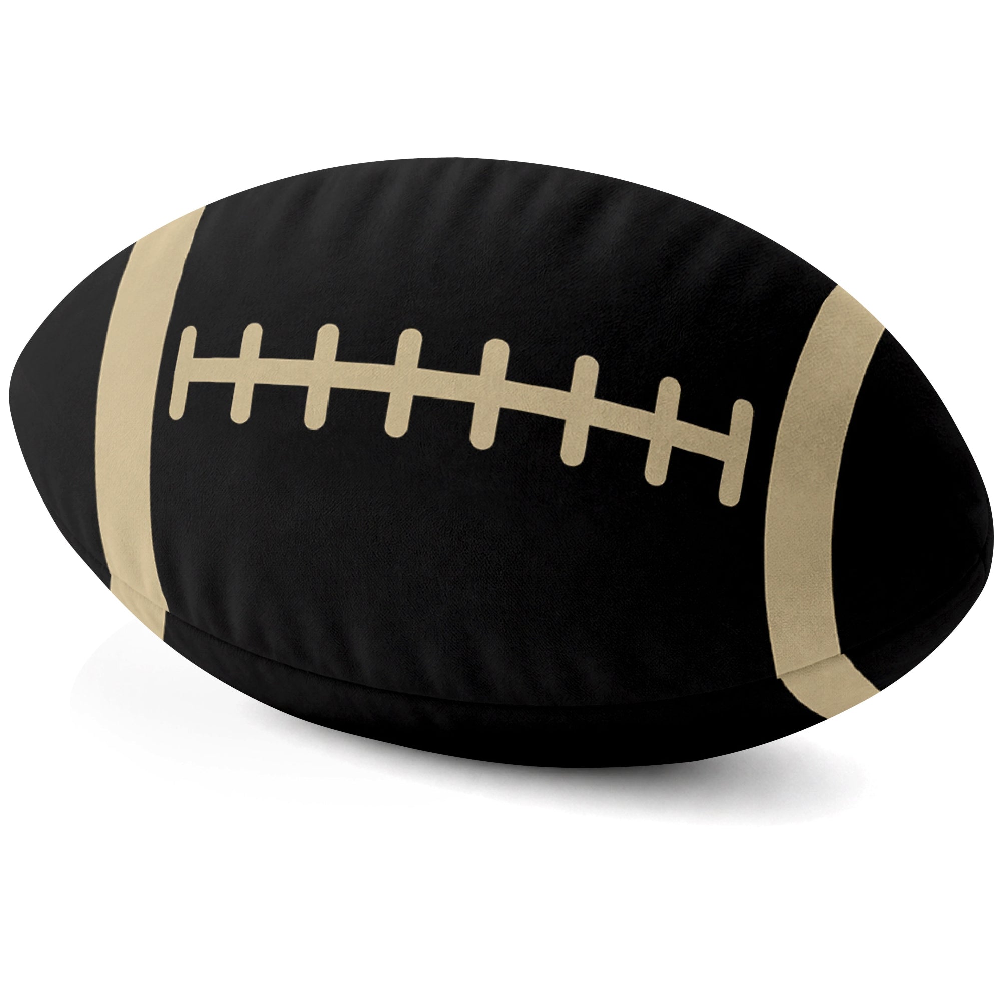 New Orleans Black football shaped pillow lace detail side view