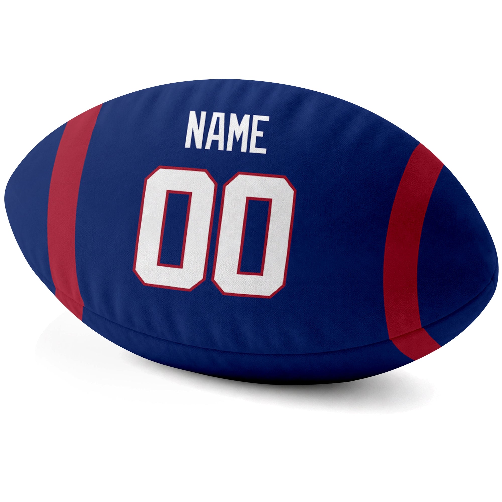 New York Blue Royal personalized football pillow custom name and jersey number side view