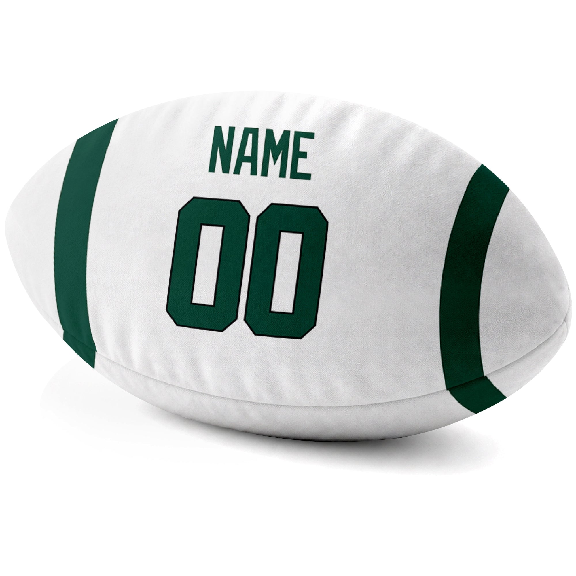 New York Green White personalized football pillow custom name and jersey number side view