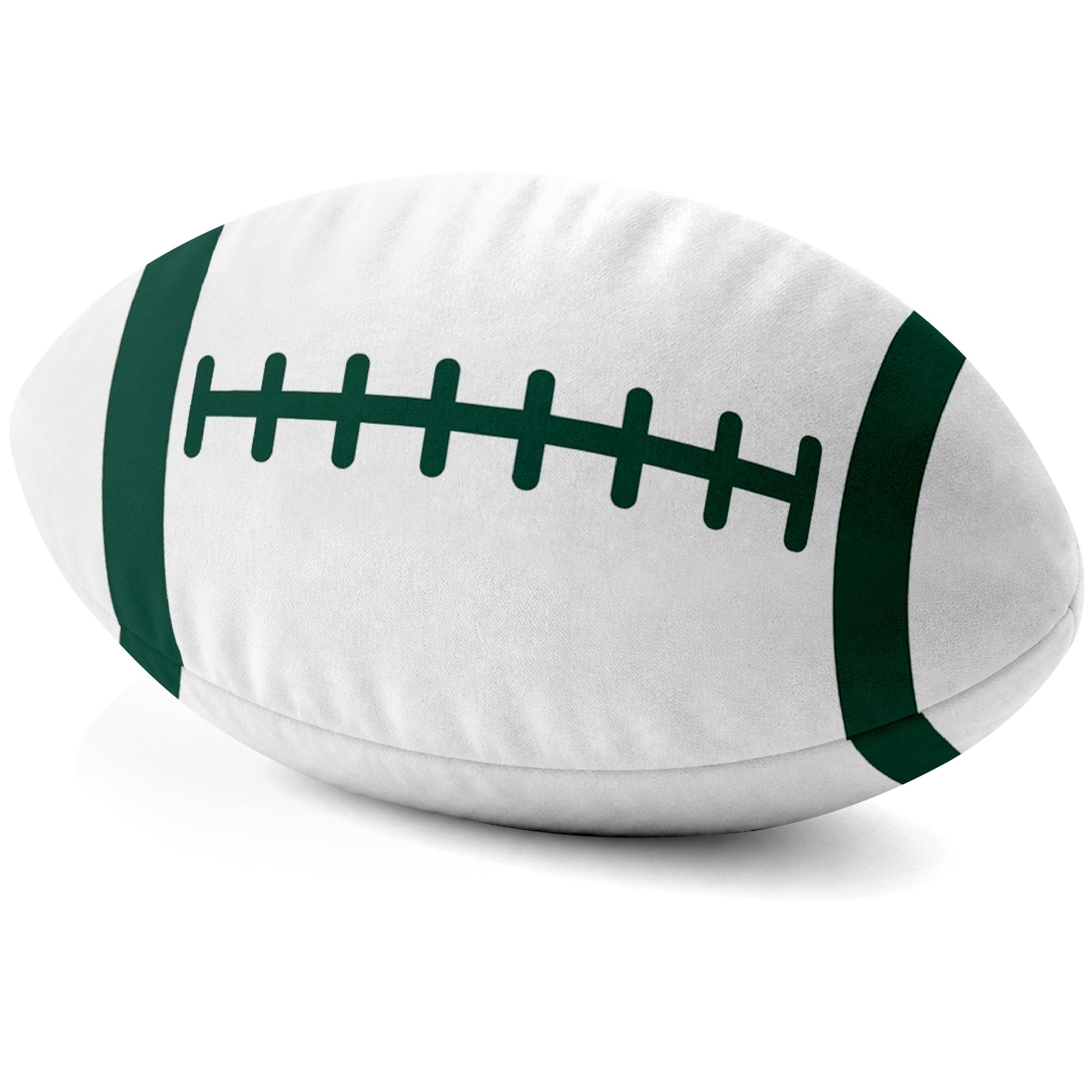 New York Green White football shaped pillow lace detail side view
