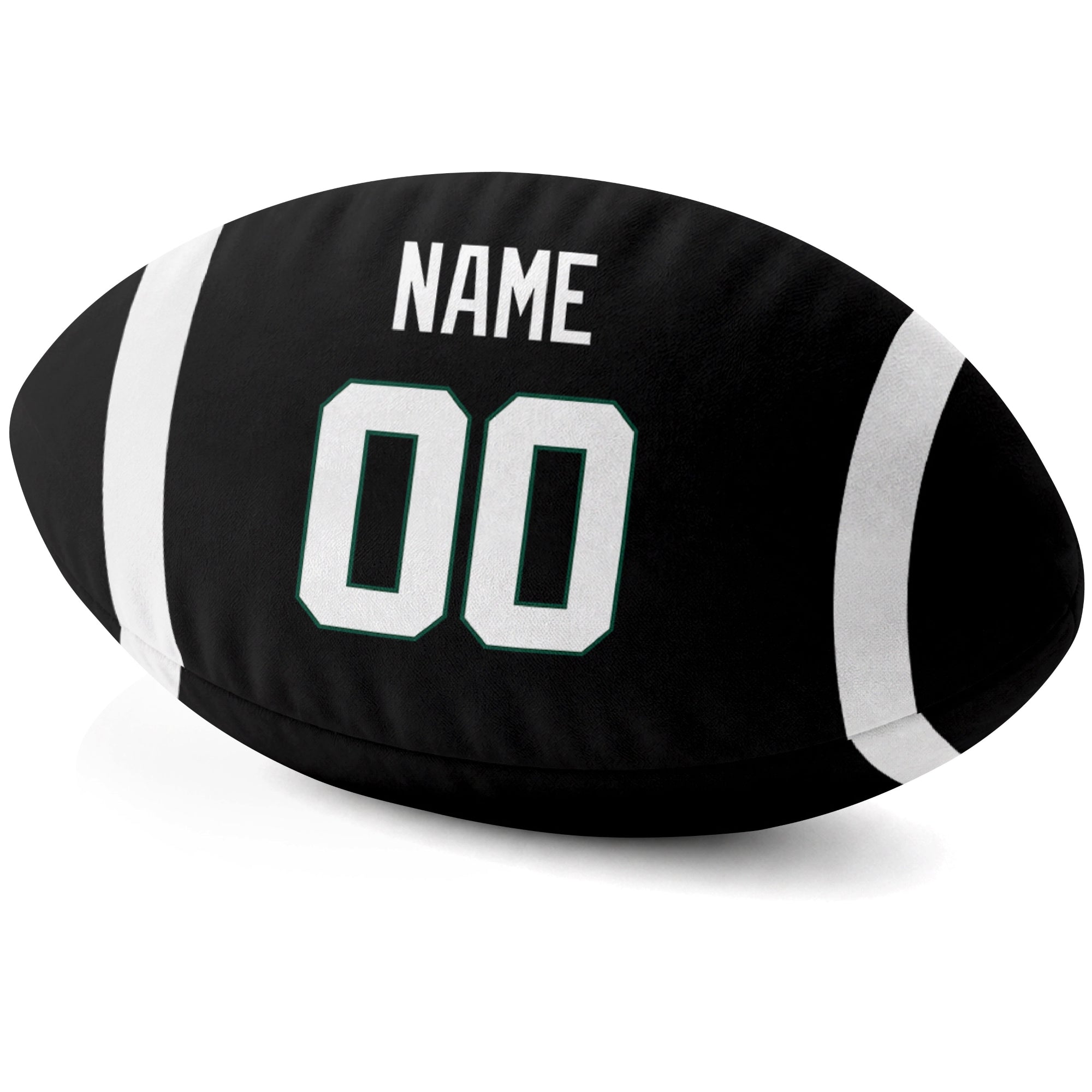 New York Green Black personalized football pillow custom name and jersey number side view