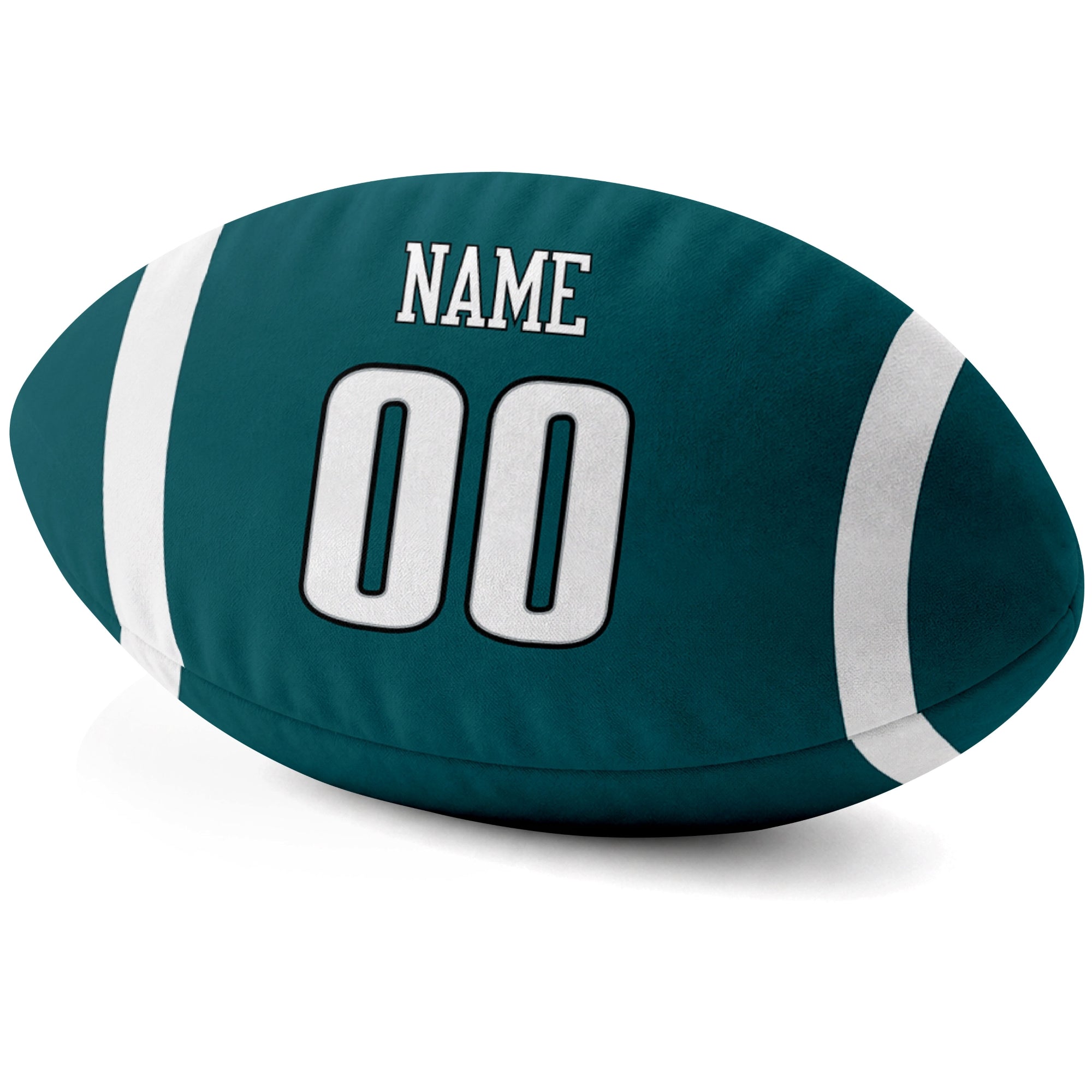 Philadelphia Midnight Green personalized football pillow custom name and jersey number side view