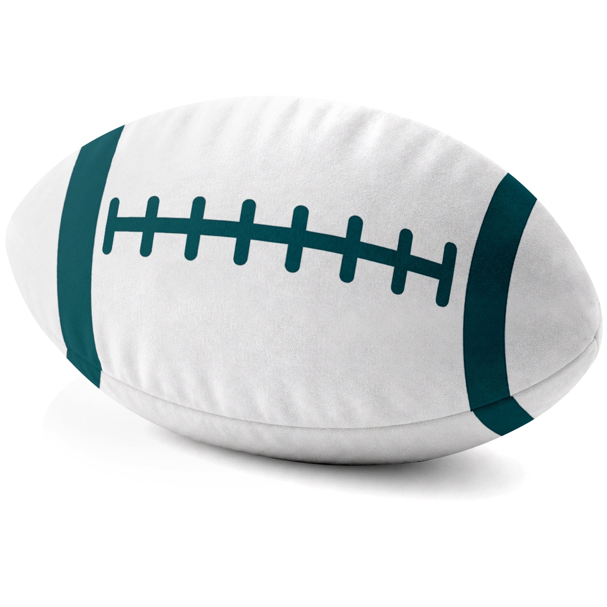 Philadelphia White football shaped pillow lace detail side view