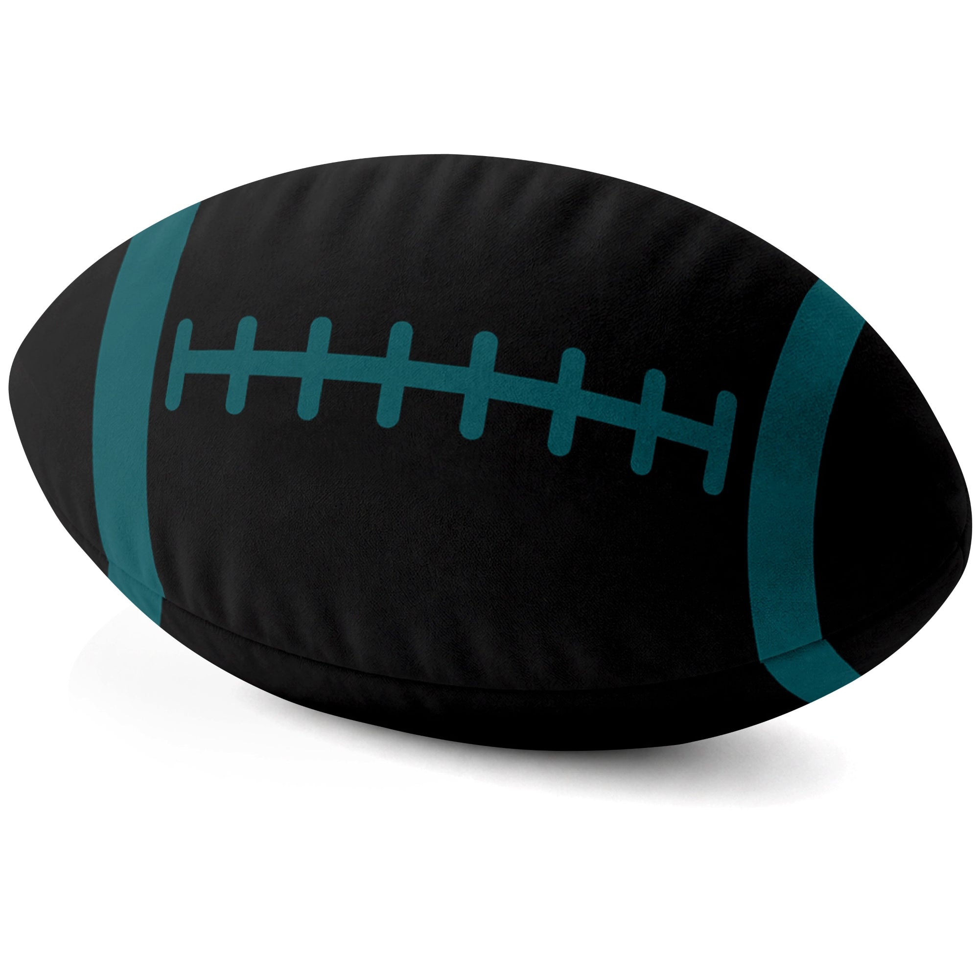 Philadelphia Black football shaped pillow lace detail side view
