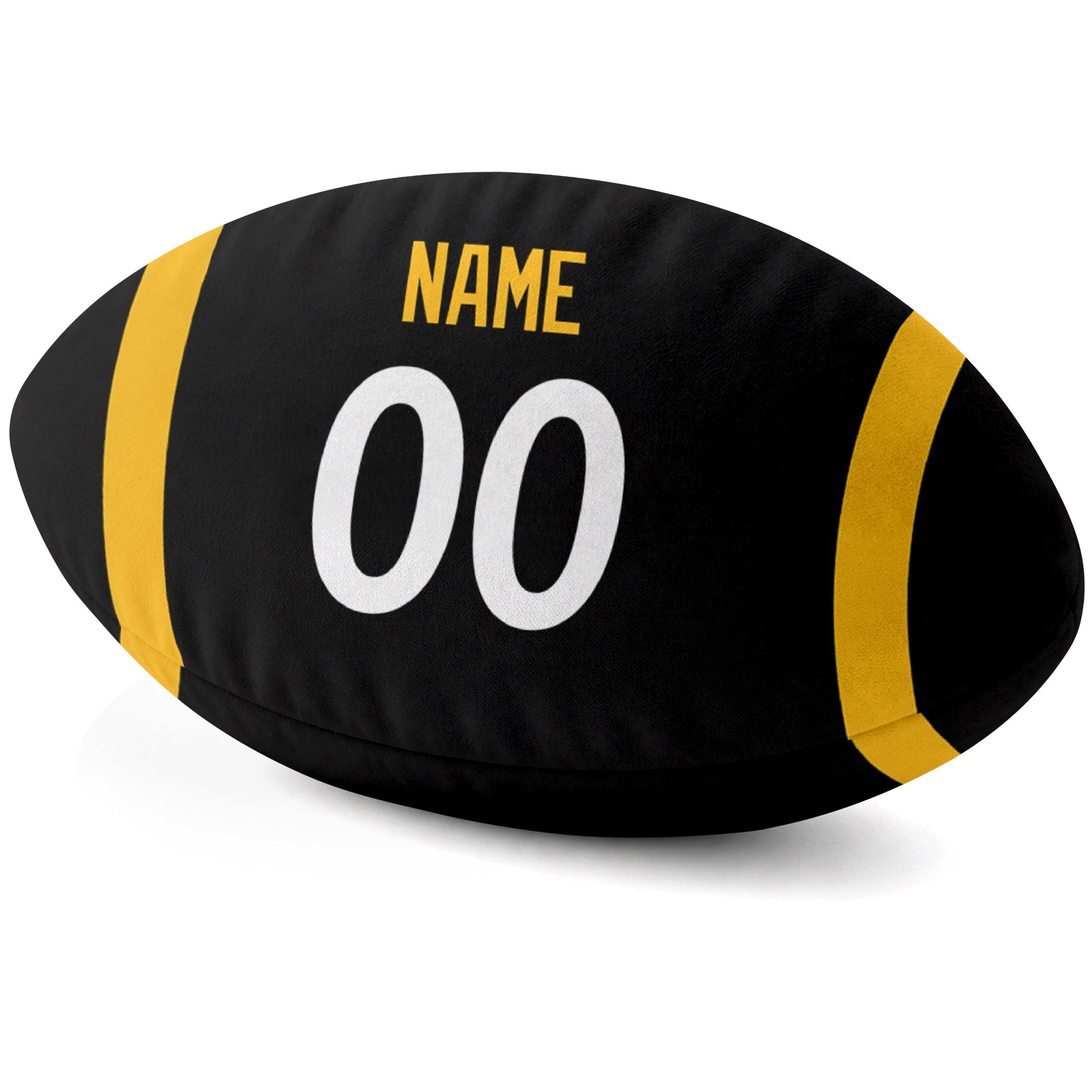 Pittsburgh Black personalized football pillow custom name and jersey number side view