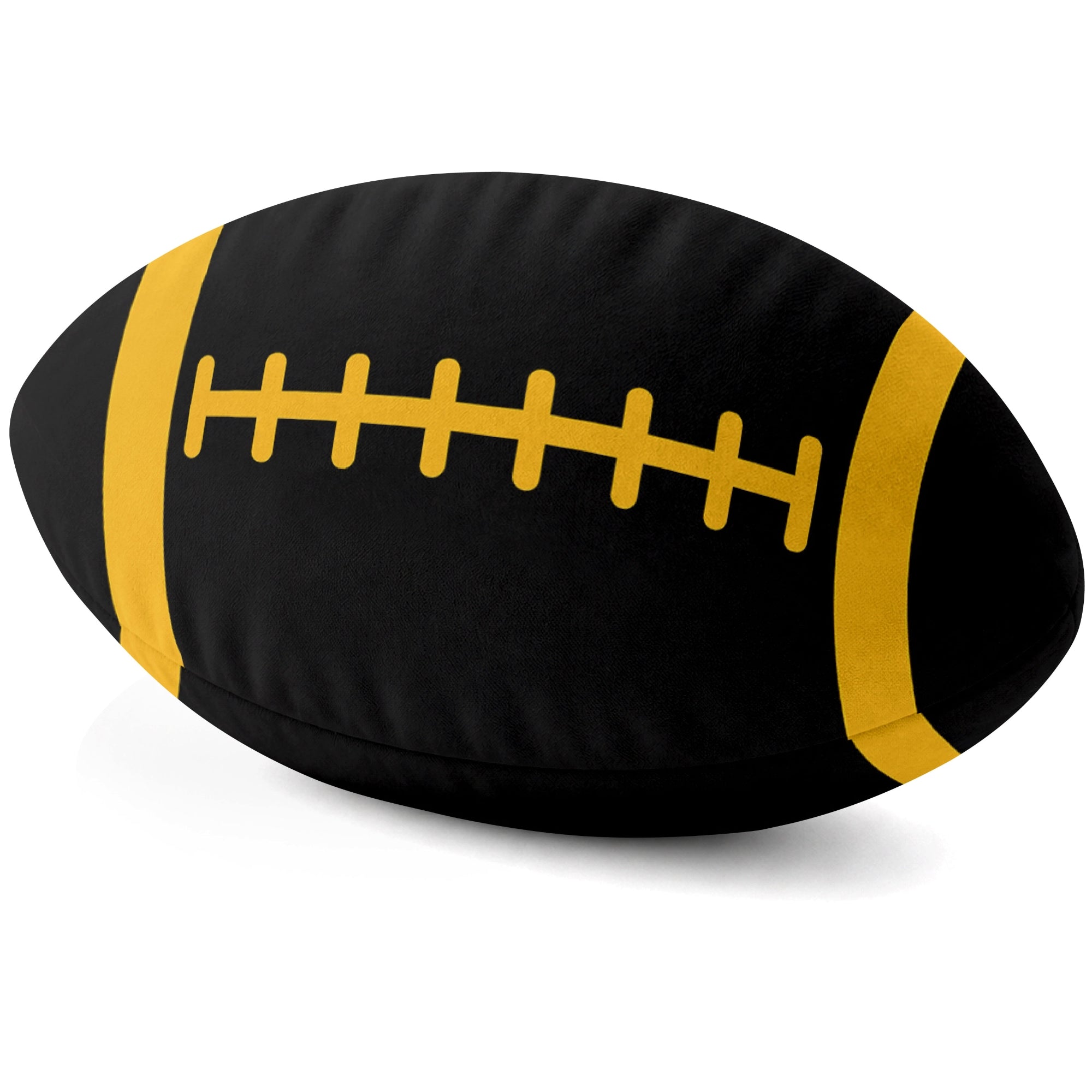 Pittsburgh Black football shaped pillow lace detail side view